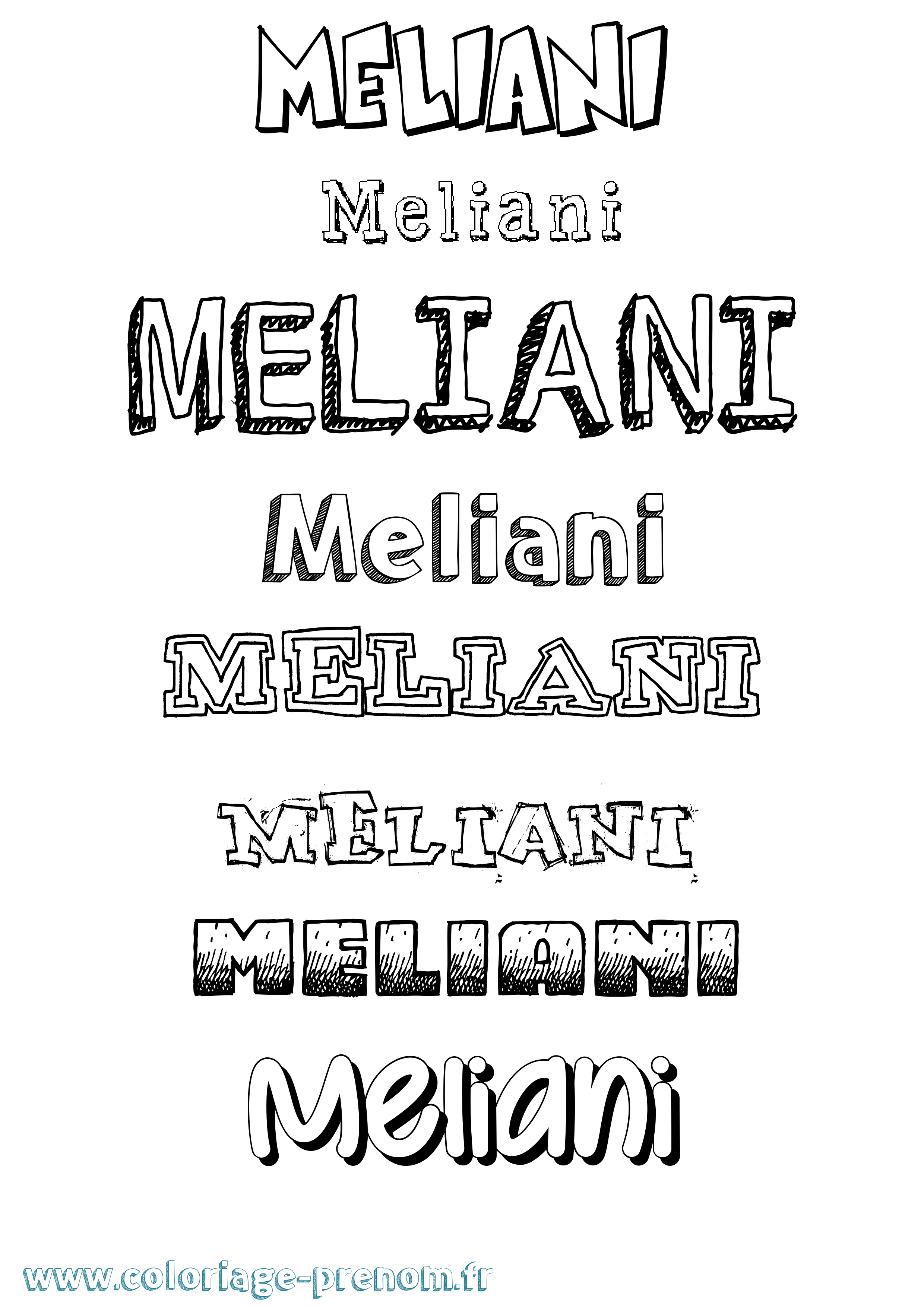 Coloriage Meliani Dessiné Coloriage prénom Meliani Dessiné