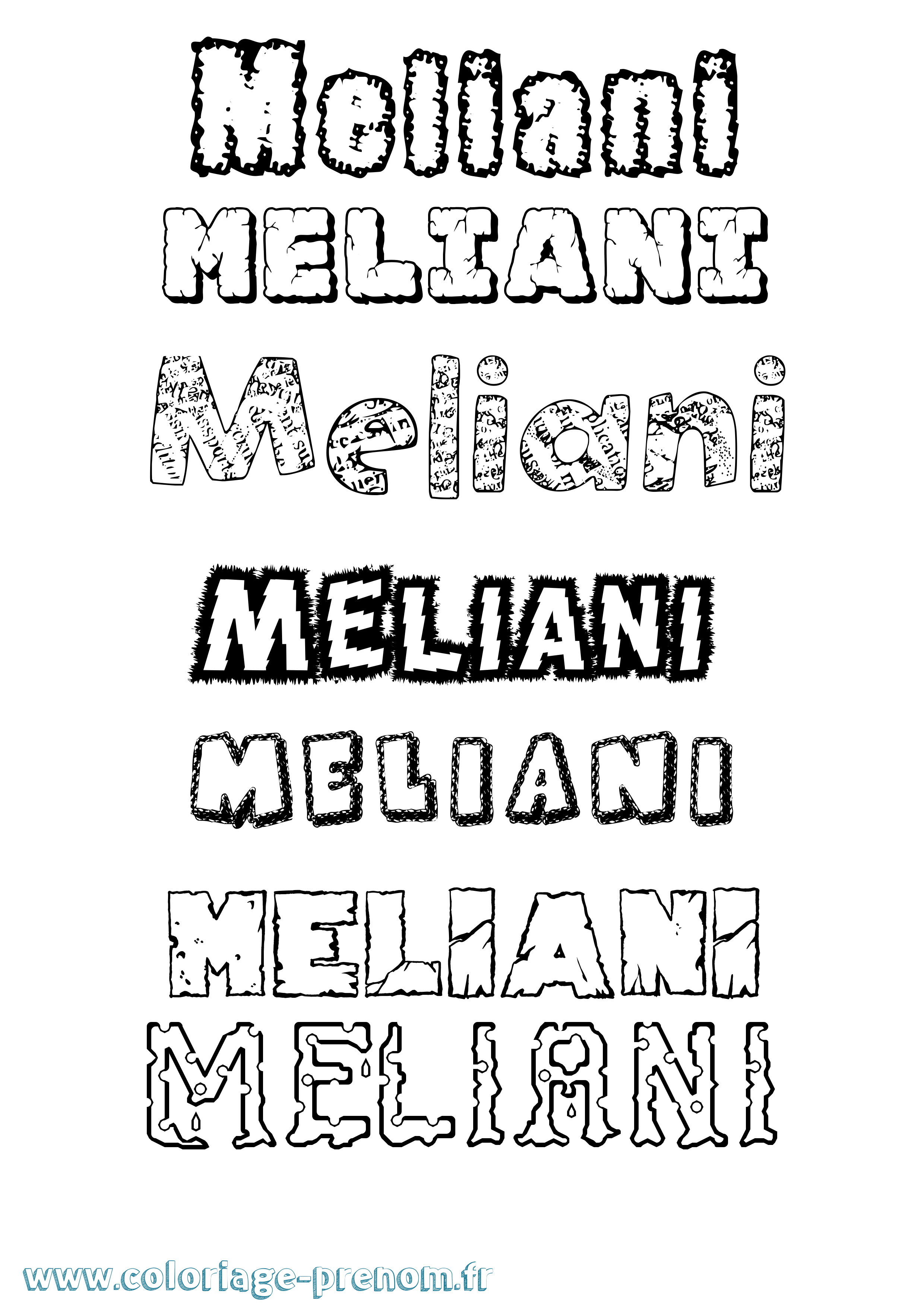 Coloriage Meliani Destructuré Coloriage prénom Meliani Destructuré