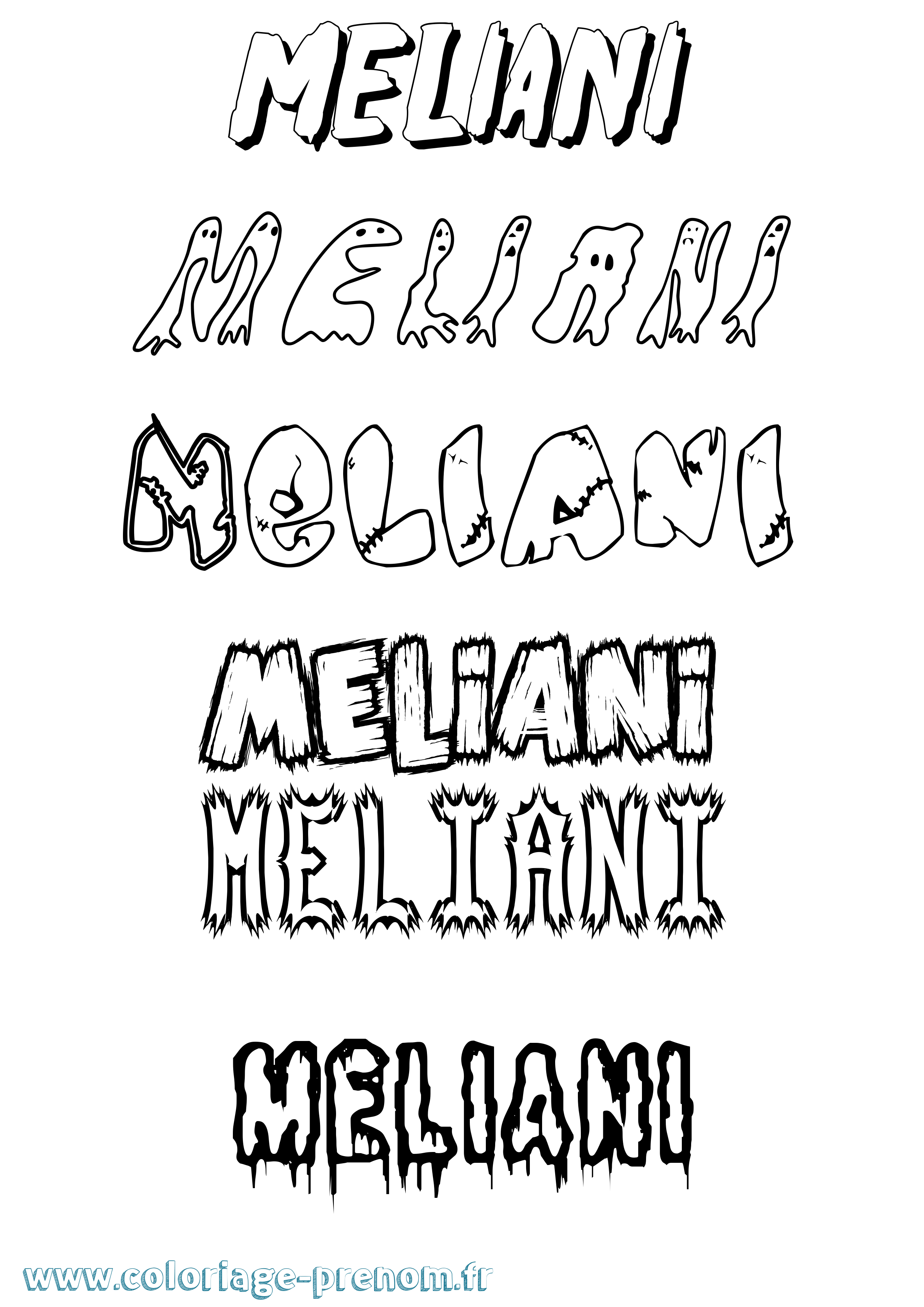 Coloriage Meliani Frisson Coloriage prénom Meliani Frisson