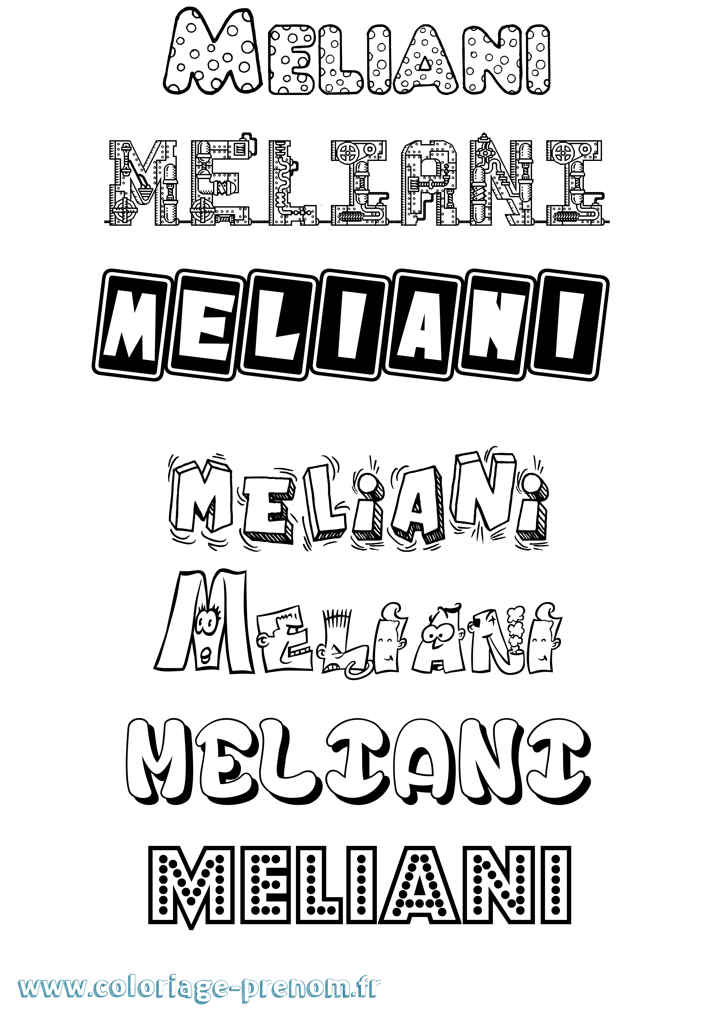 Coloriage Meliani Fun Coloriage prénom Meliani Fun