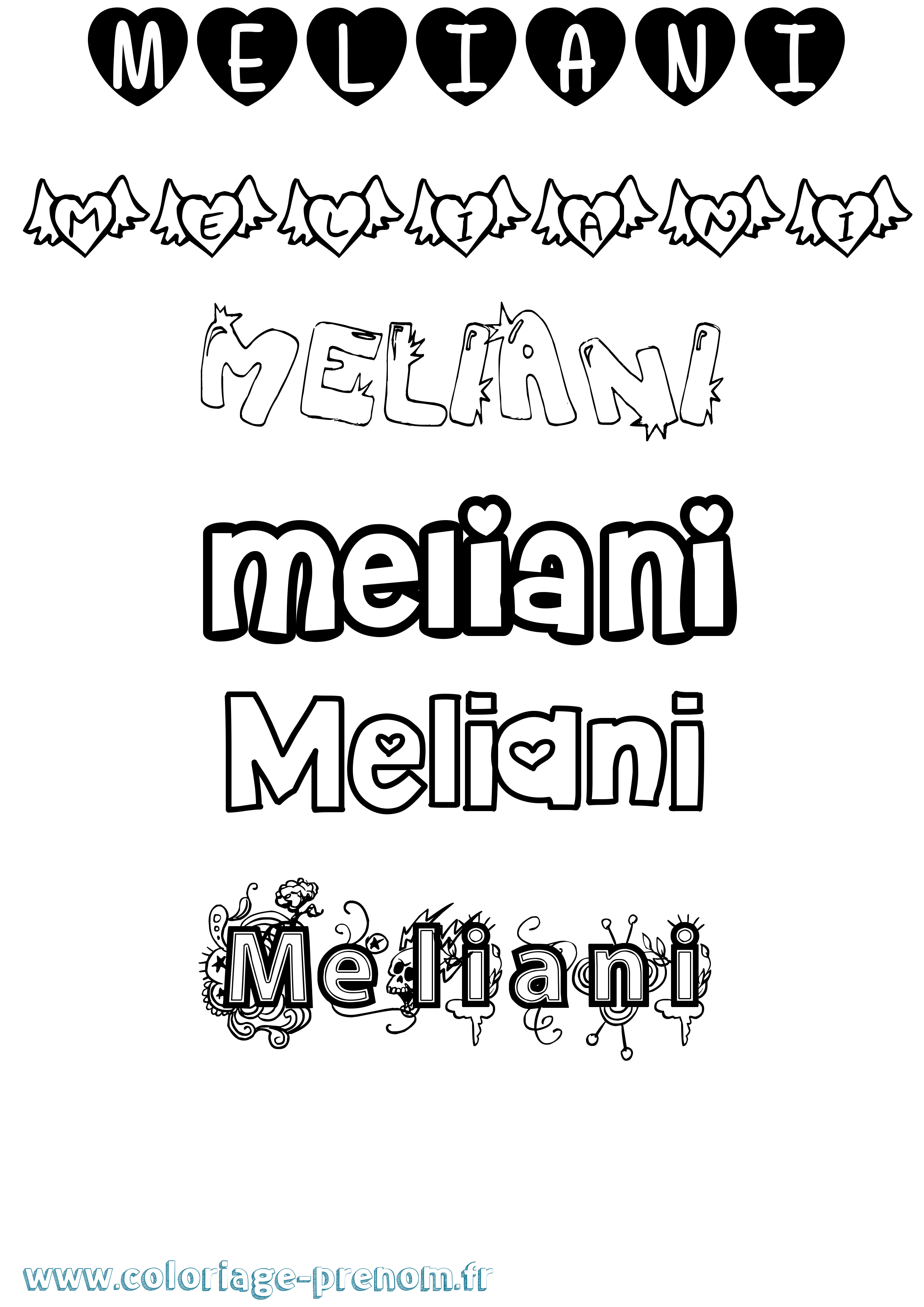 Coloriage Meliani Girly Coloriage prénom Meliani Girly