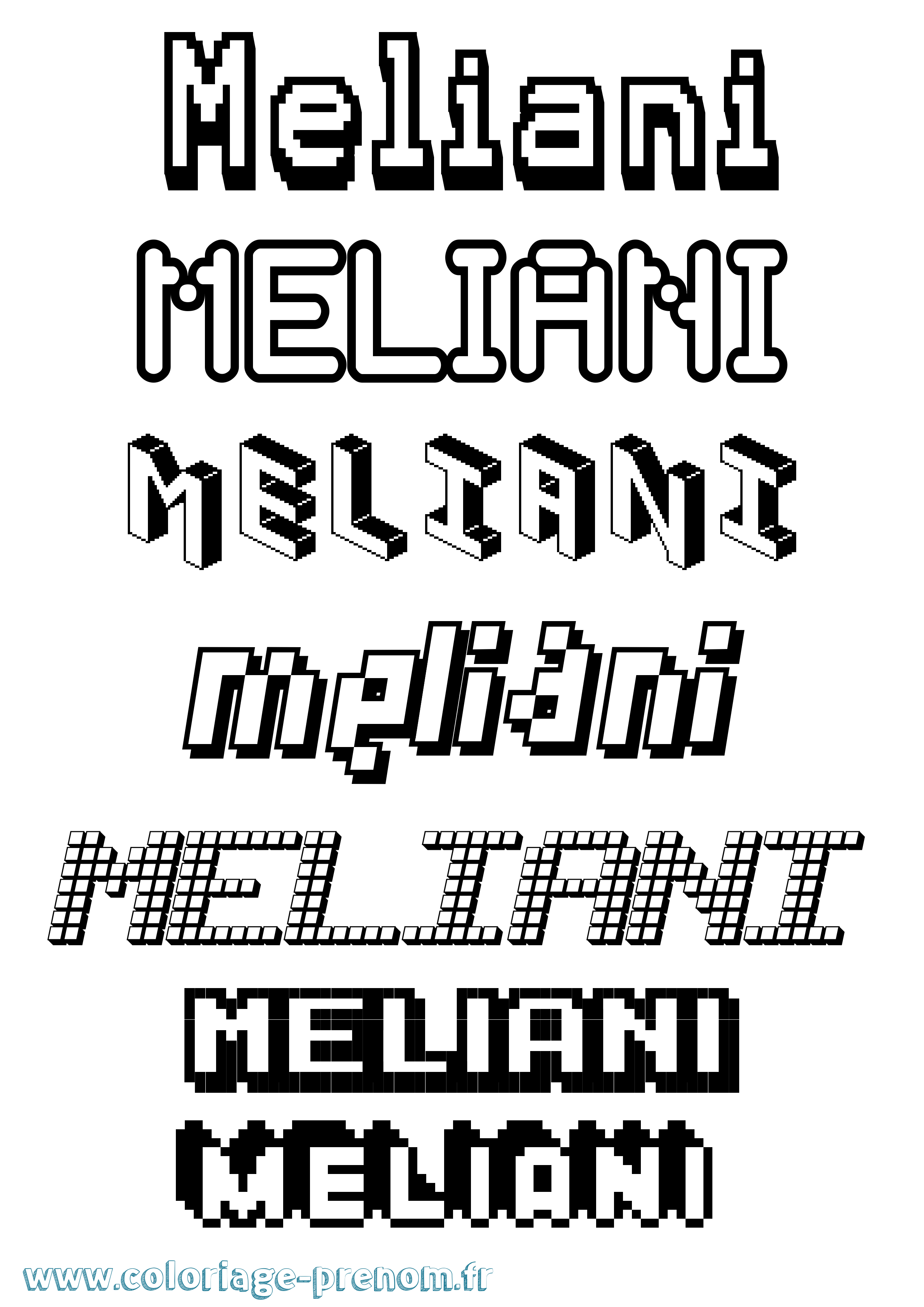 Coloriage Meliani Pixel Coloriage prénom Meliani Pixel