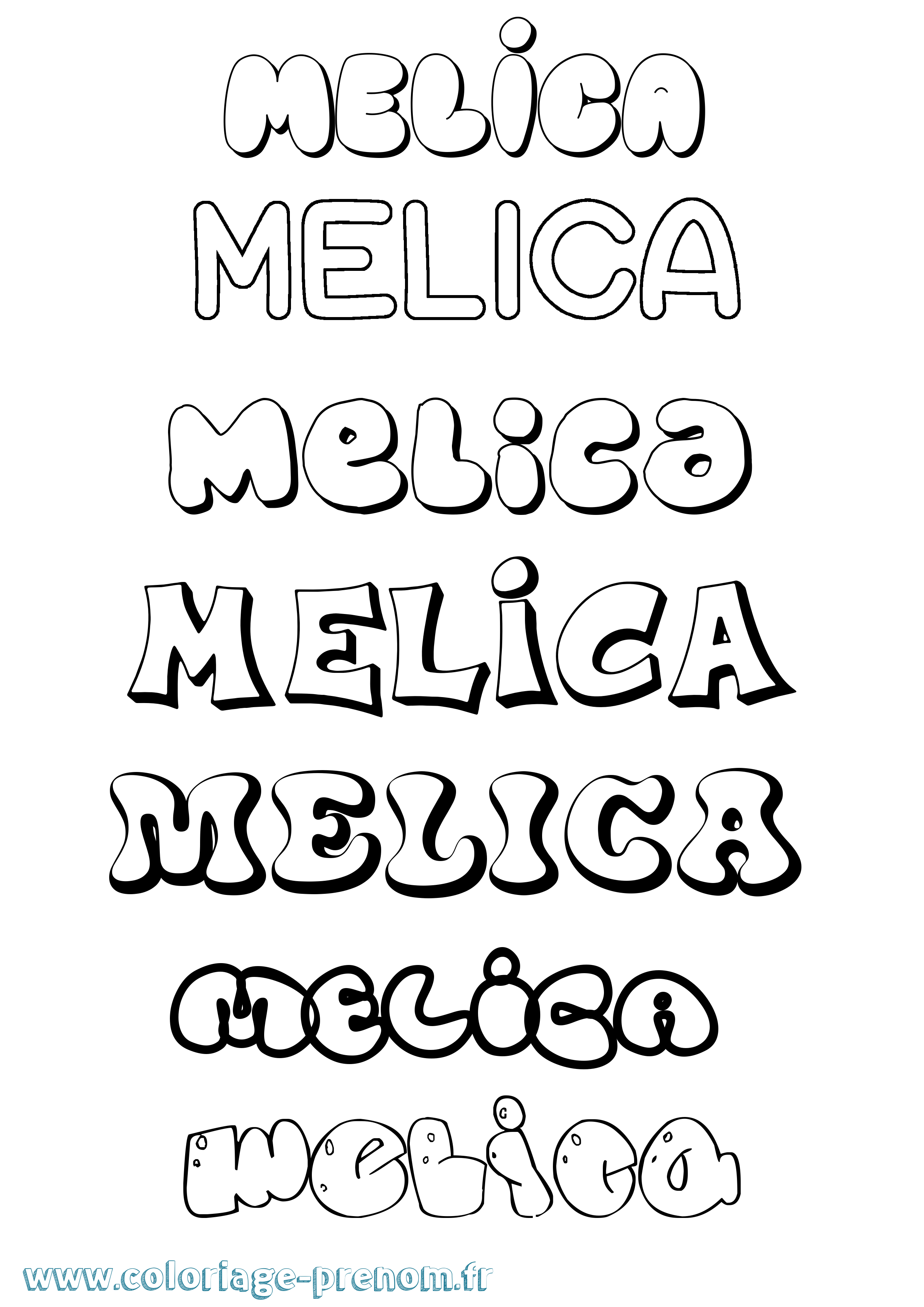 Coloriage Melica Bubble Coloriage prénom Melica Bubble