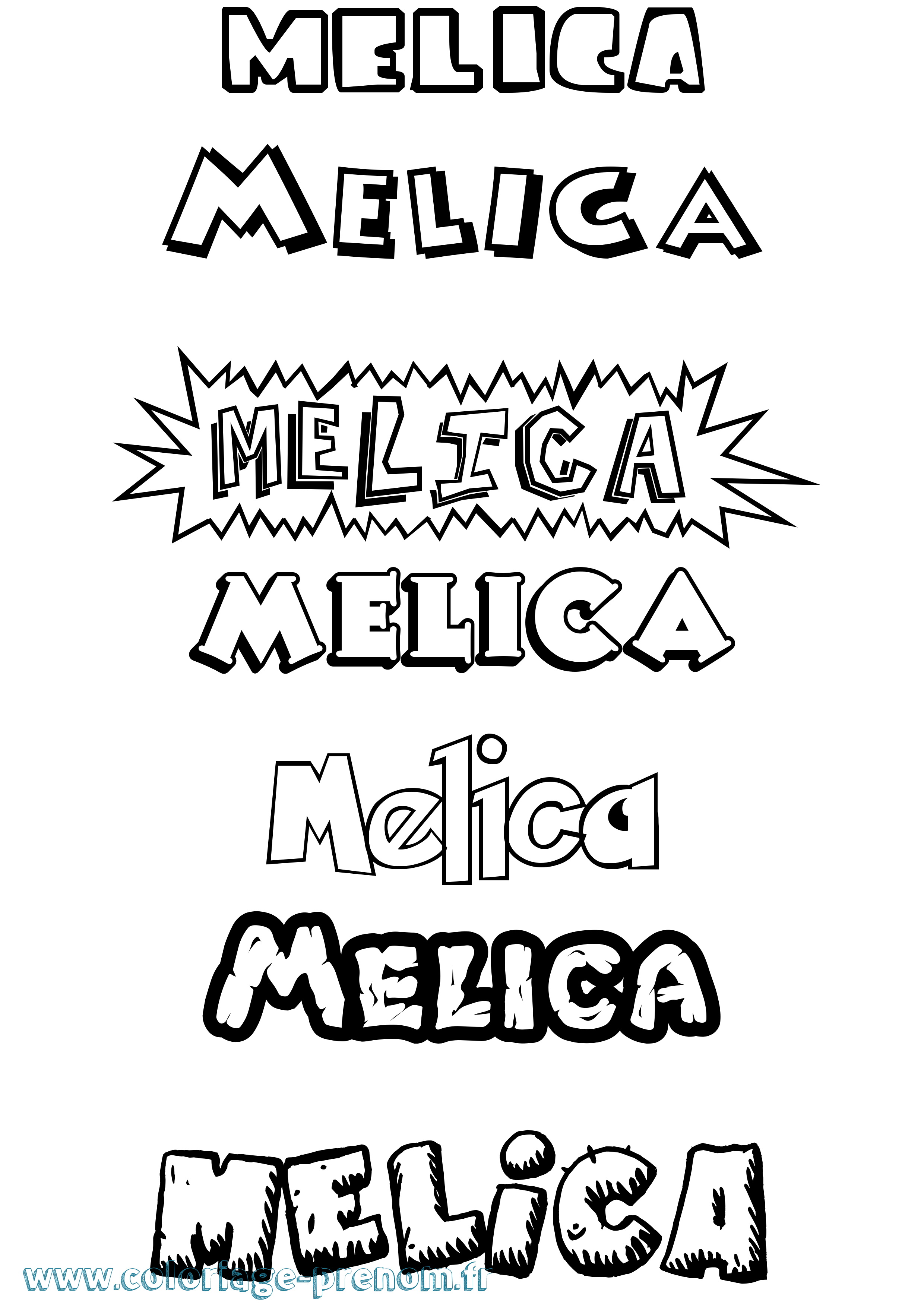Coloriage Melica Dessin Animé Coloriage prénom Melica Dessin Animé