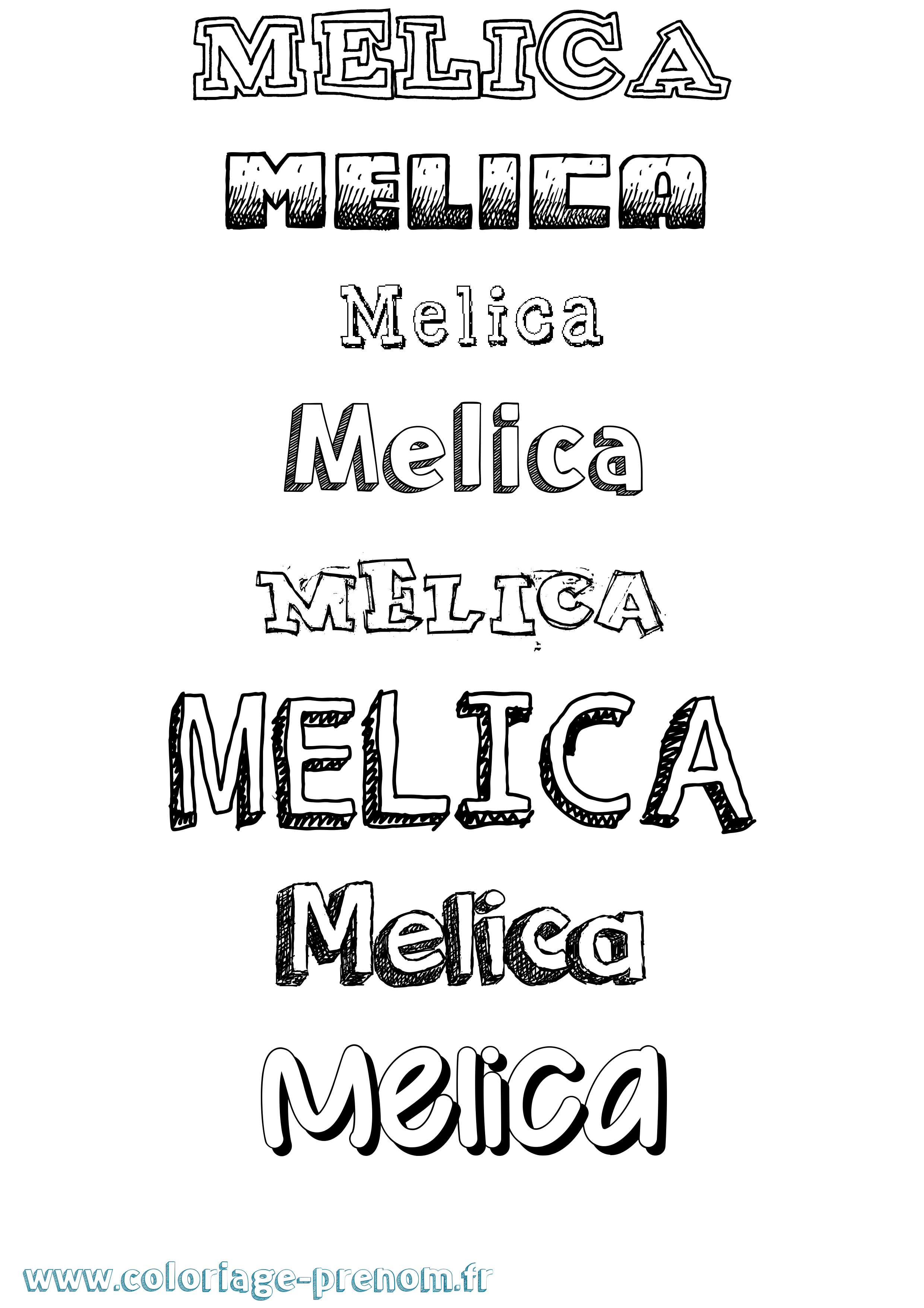 Coloriage Melica Dessiné Coloriage prénom Melica Dessiné