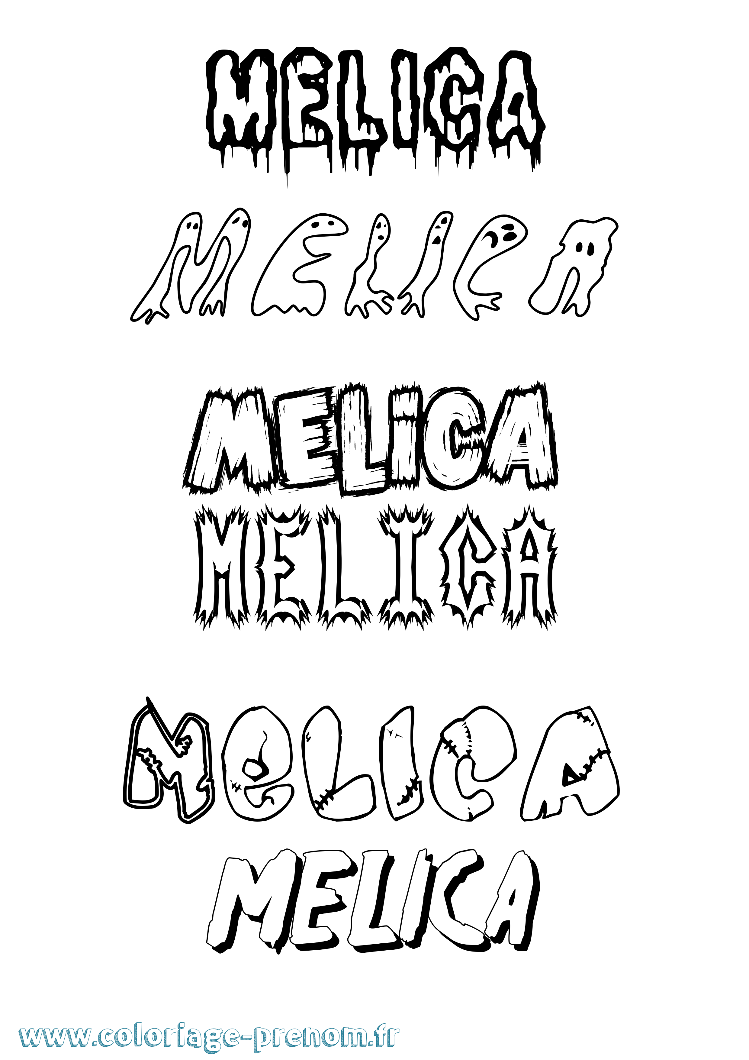 Coloriage Melica Frisson Coloriage prénom Melica Frisson
