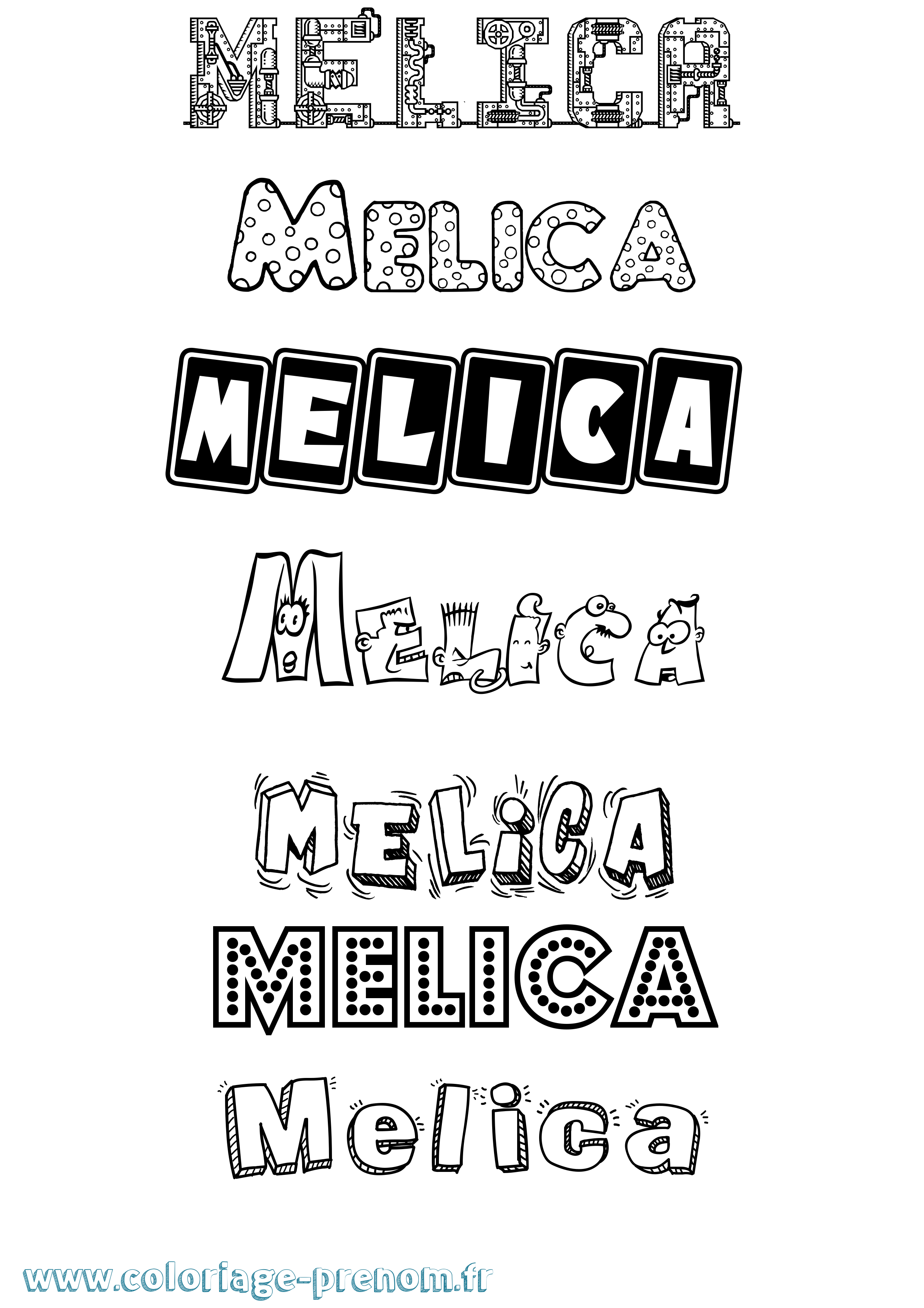 Coloriage Melica Fun Coloriage prénom Melica Fun