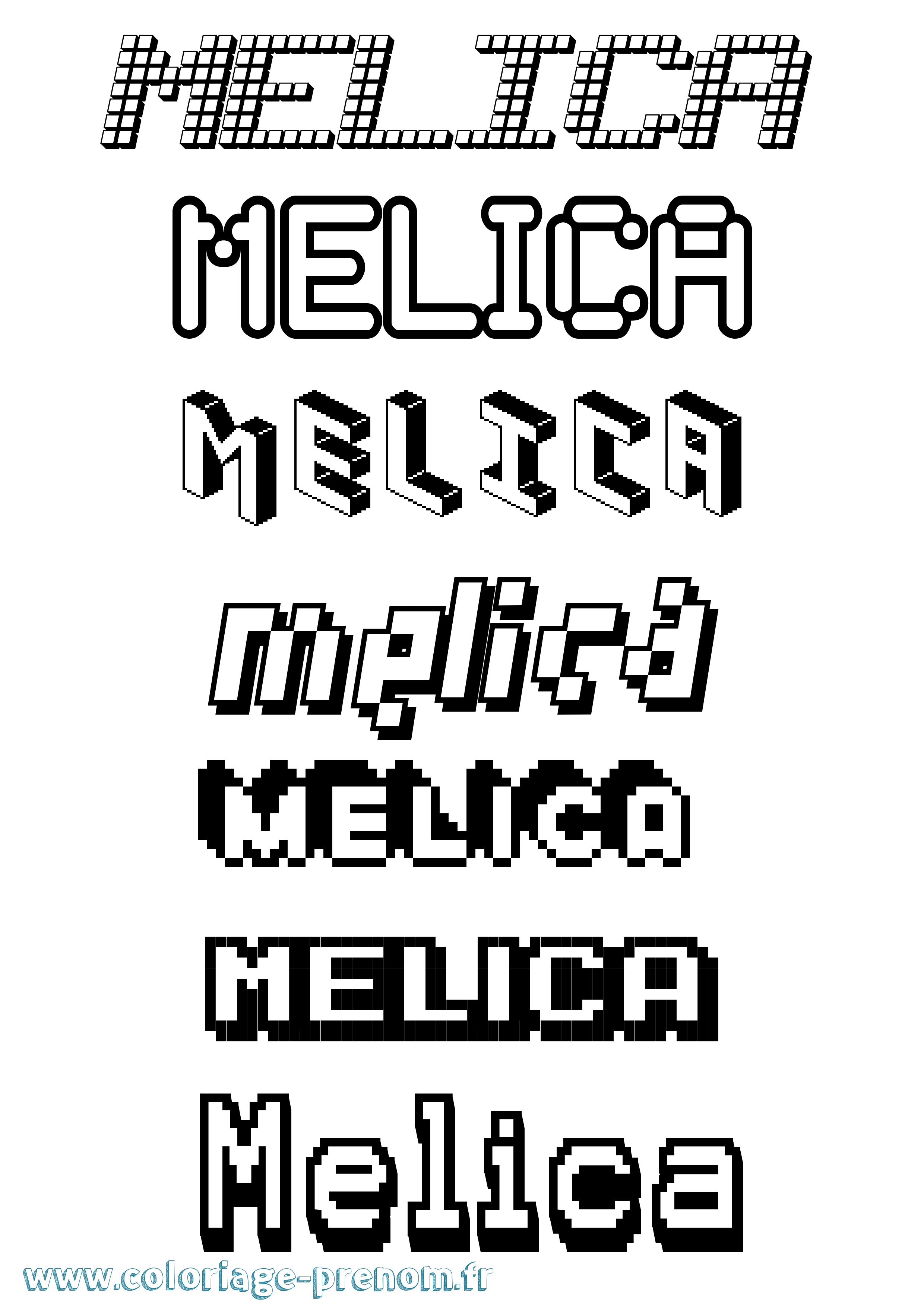 Coloriage Melica Pixel Coloriage prénom Melica Pixel