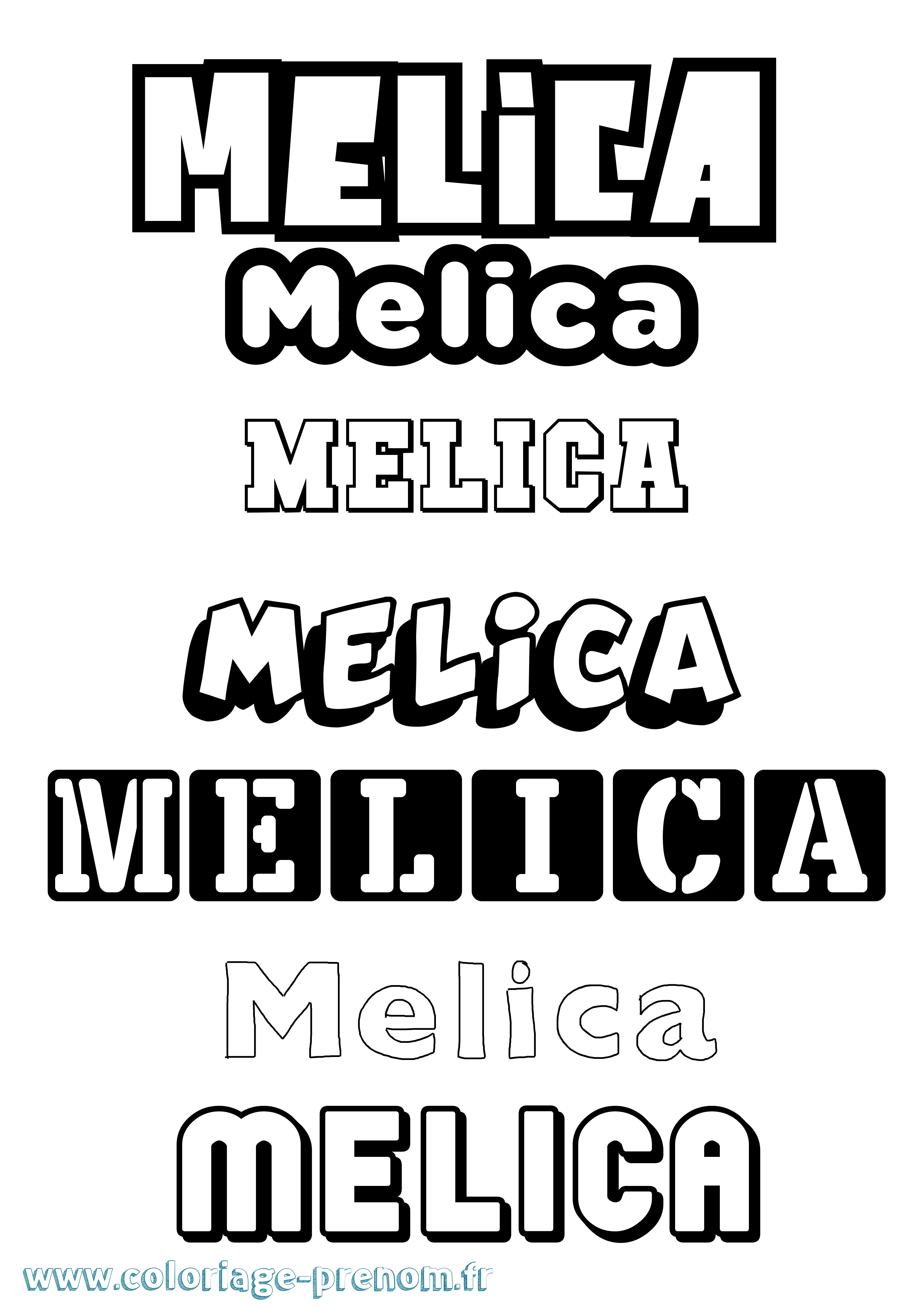 Coloriage Melica Simple Coloriage prénom Melica Simple