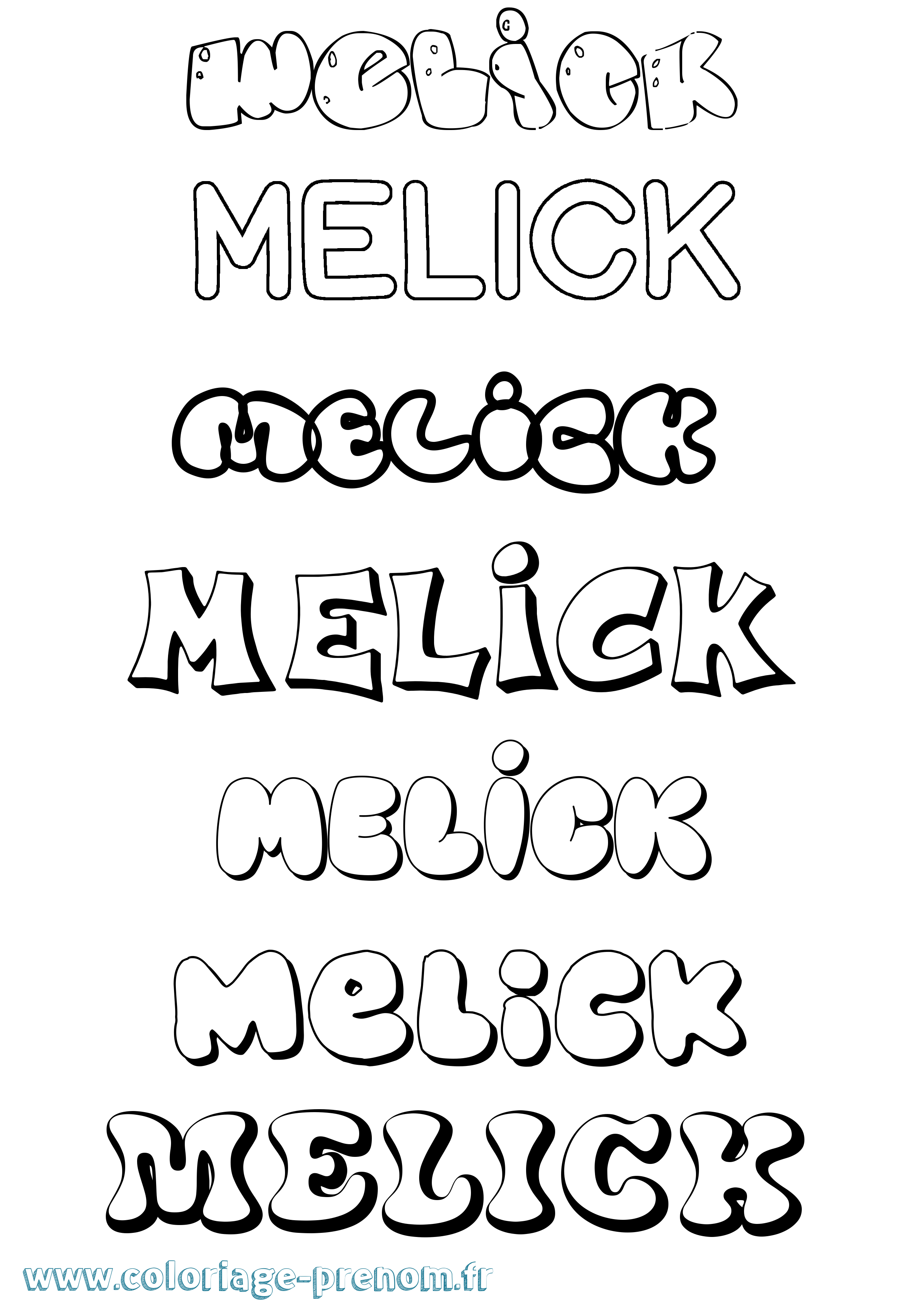 Coloriage Melick Bubble Coloriage prénom Melick Bubble