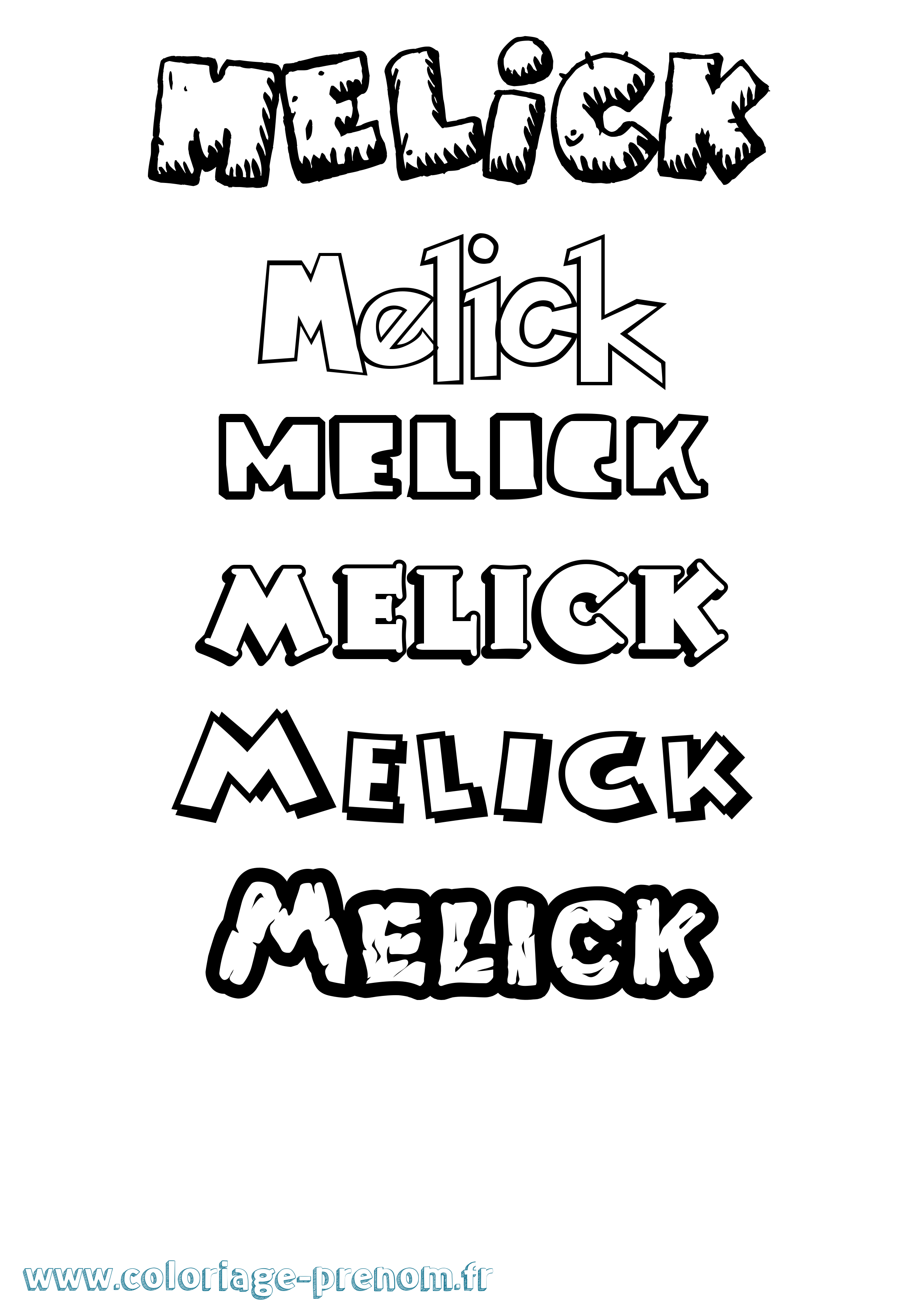 Coloriage Melick Dessin Animé Coloriage prénom Melick Dessin Animé