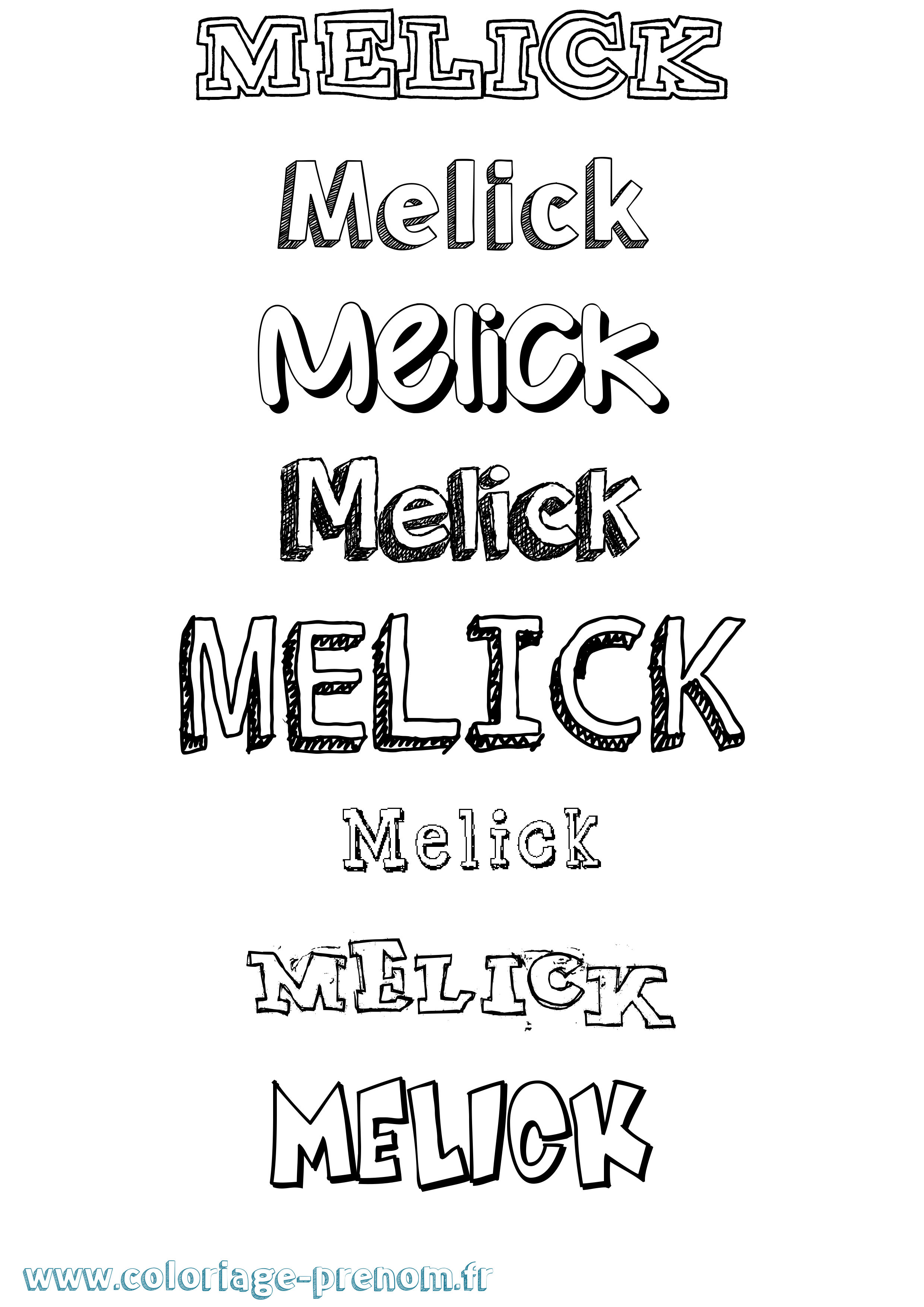 Coloriage Melick Dessiné Coloriage prénom Melick Dessiné