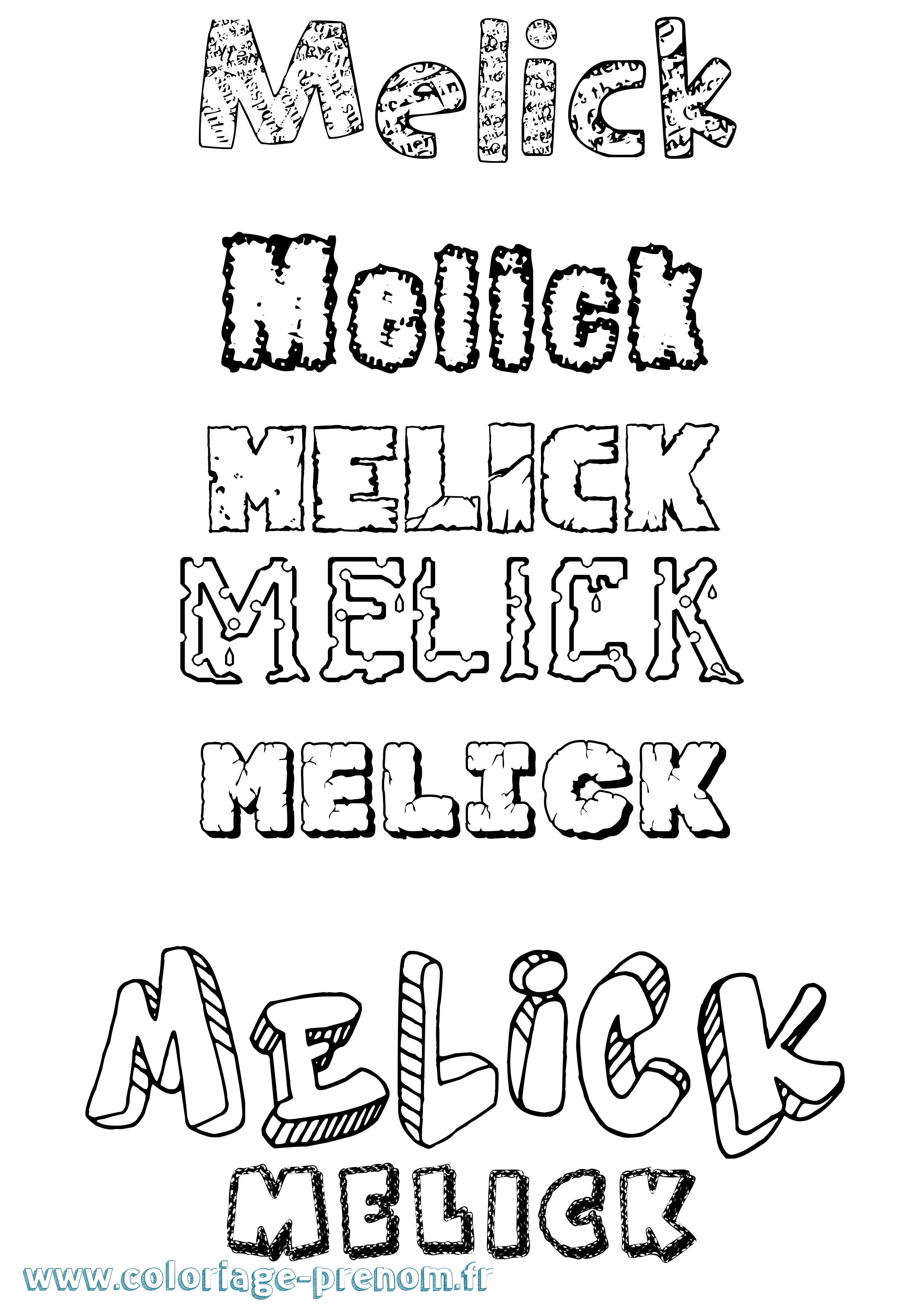 Coloriage Melick Destructuré Coloriage prénom Melick Destructuré