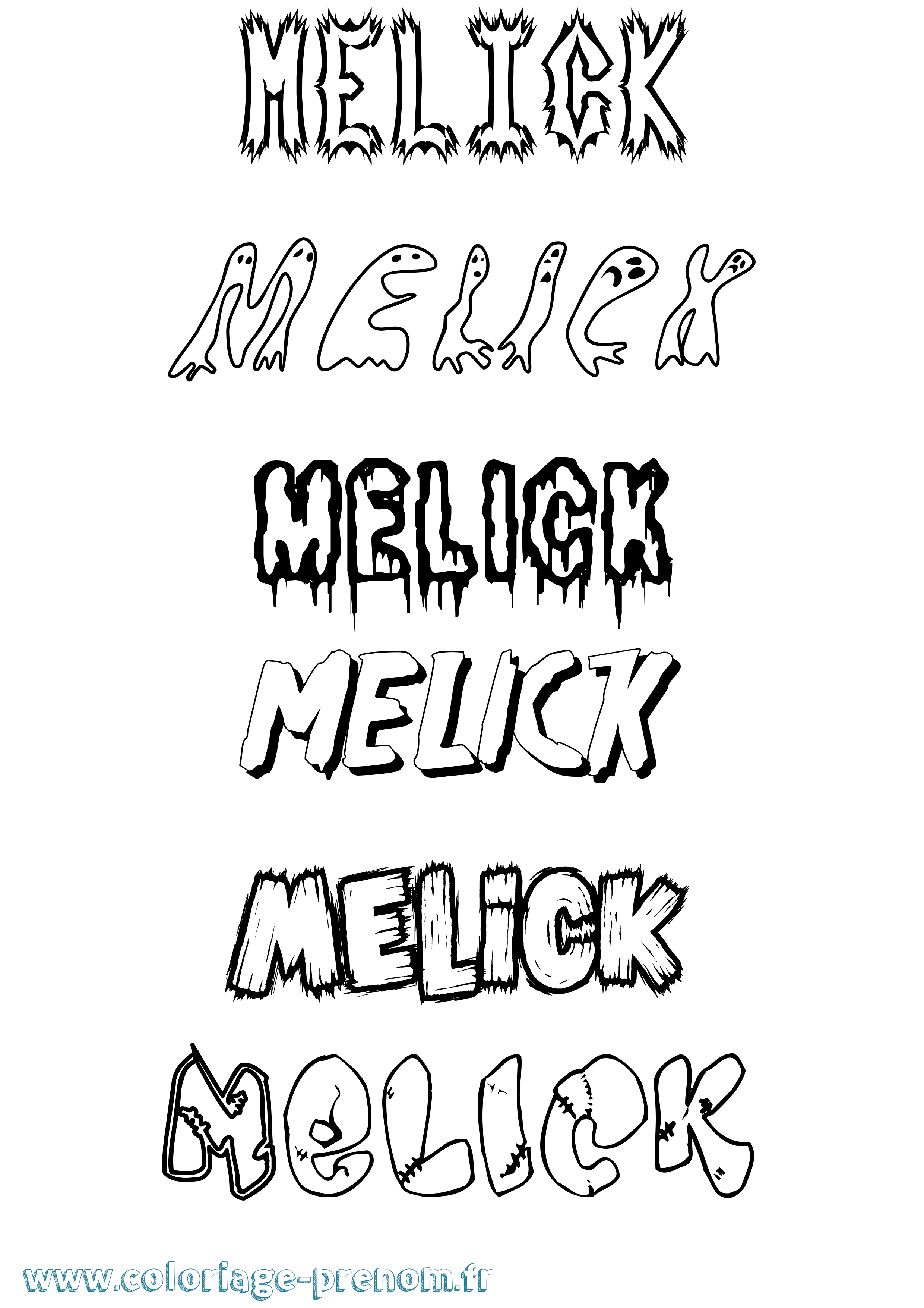 Coloriage Melick Frisson Coloriage prénom Melick Frisson