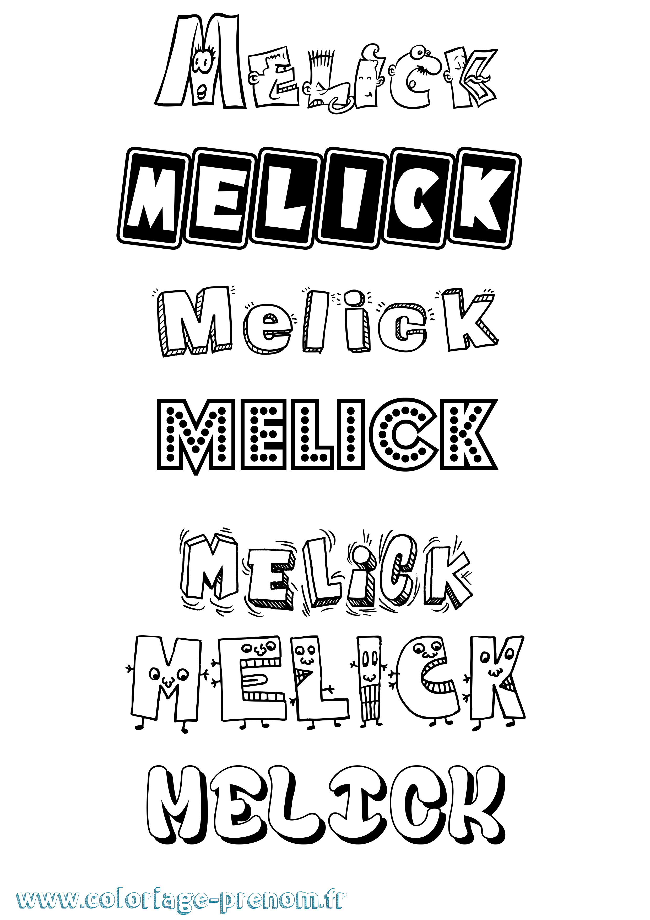 Coloriage Melick Fun Coloriage prénom Melick Fun