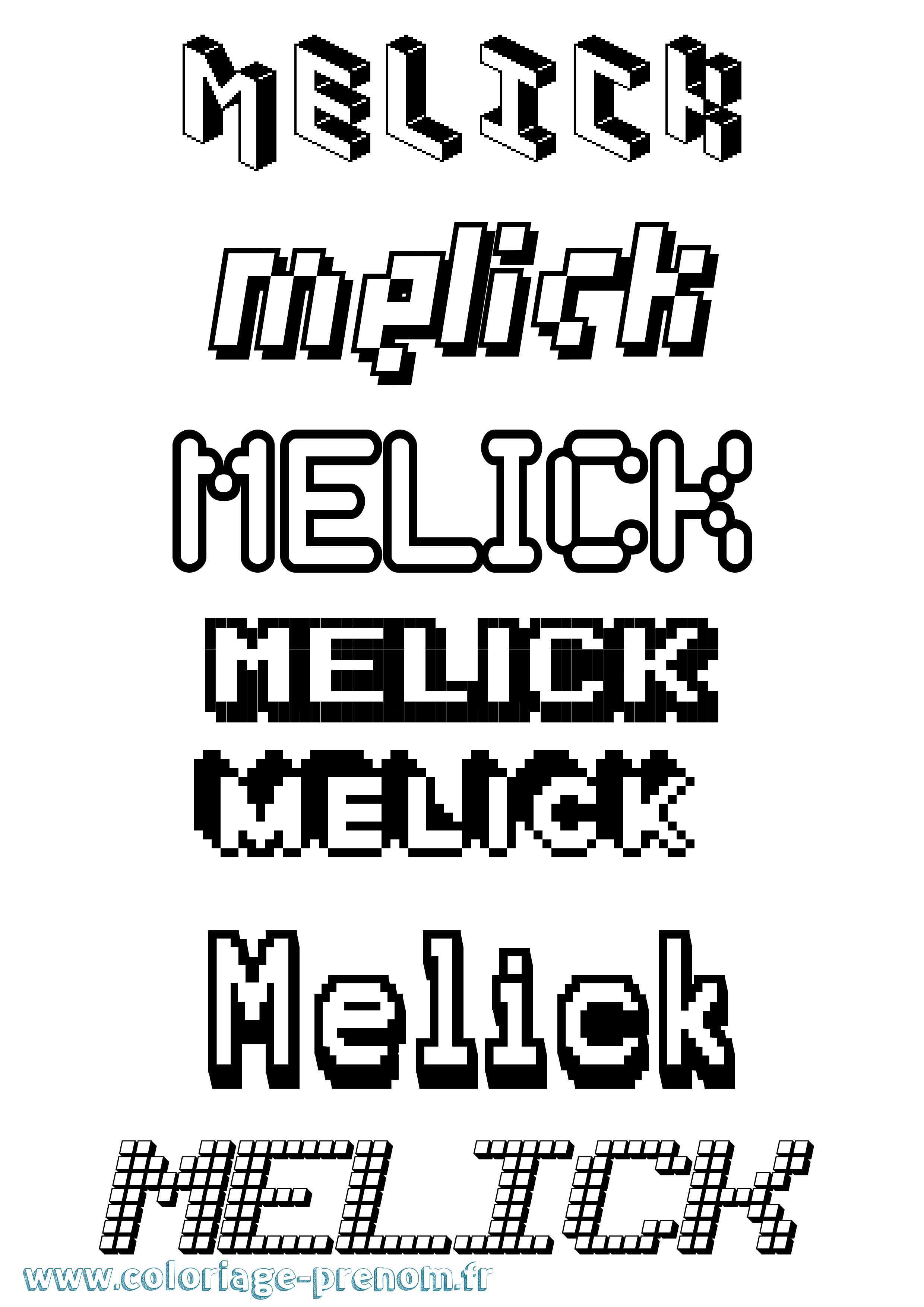 Coloriage Melick Pixel Coloriage prénom Melick Pixel