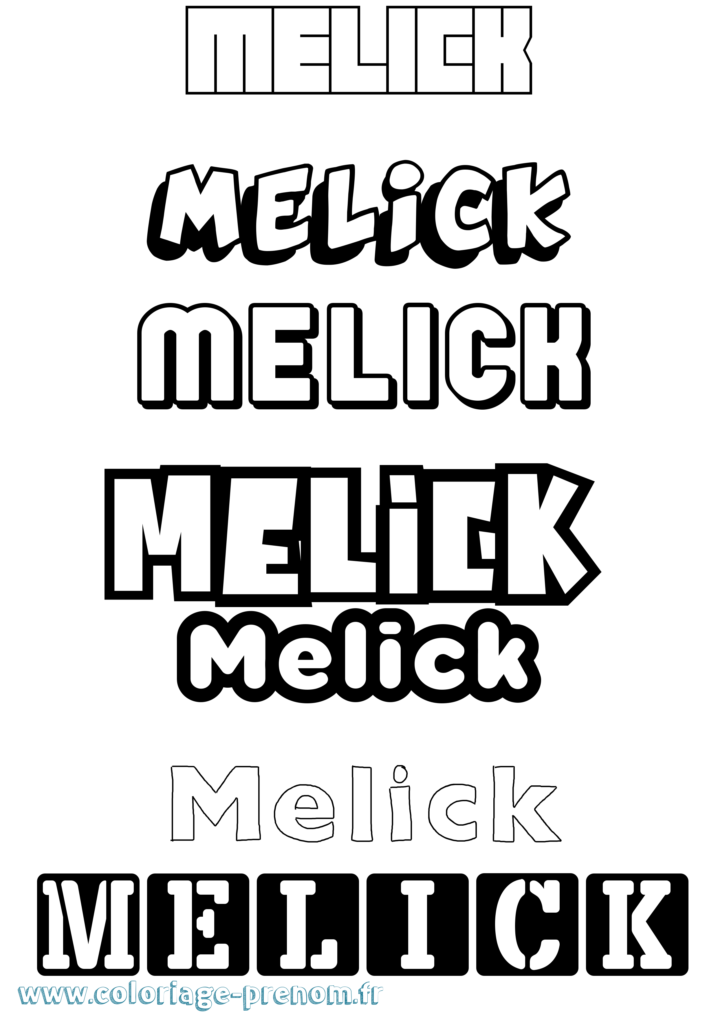 Coloriage Melick Simple Coloriage prénom Melick Simple