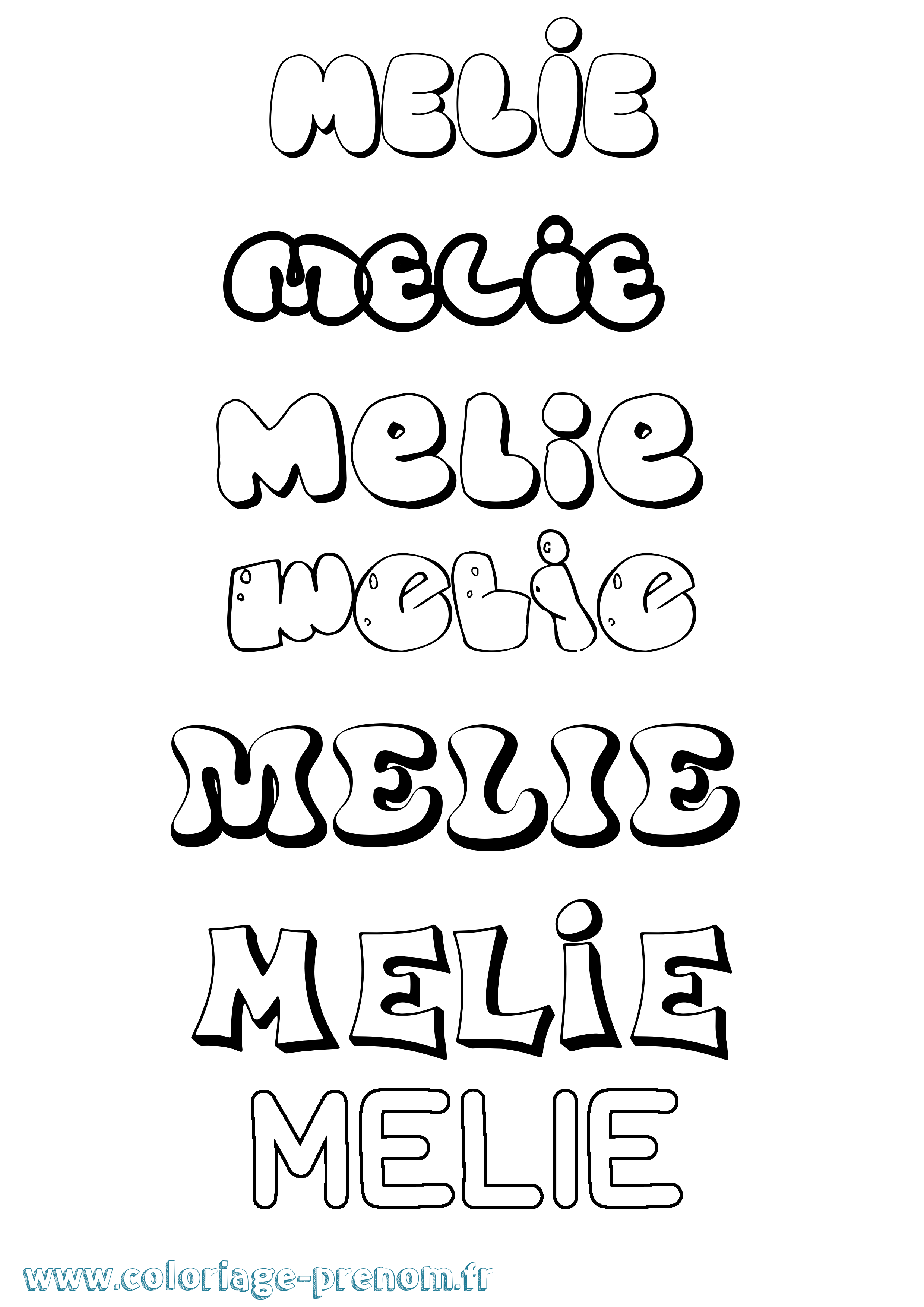 Coloriage Melie Bubble Coloriage prénom Melie Bubble