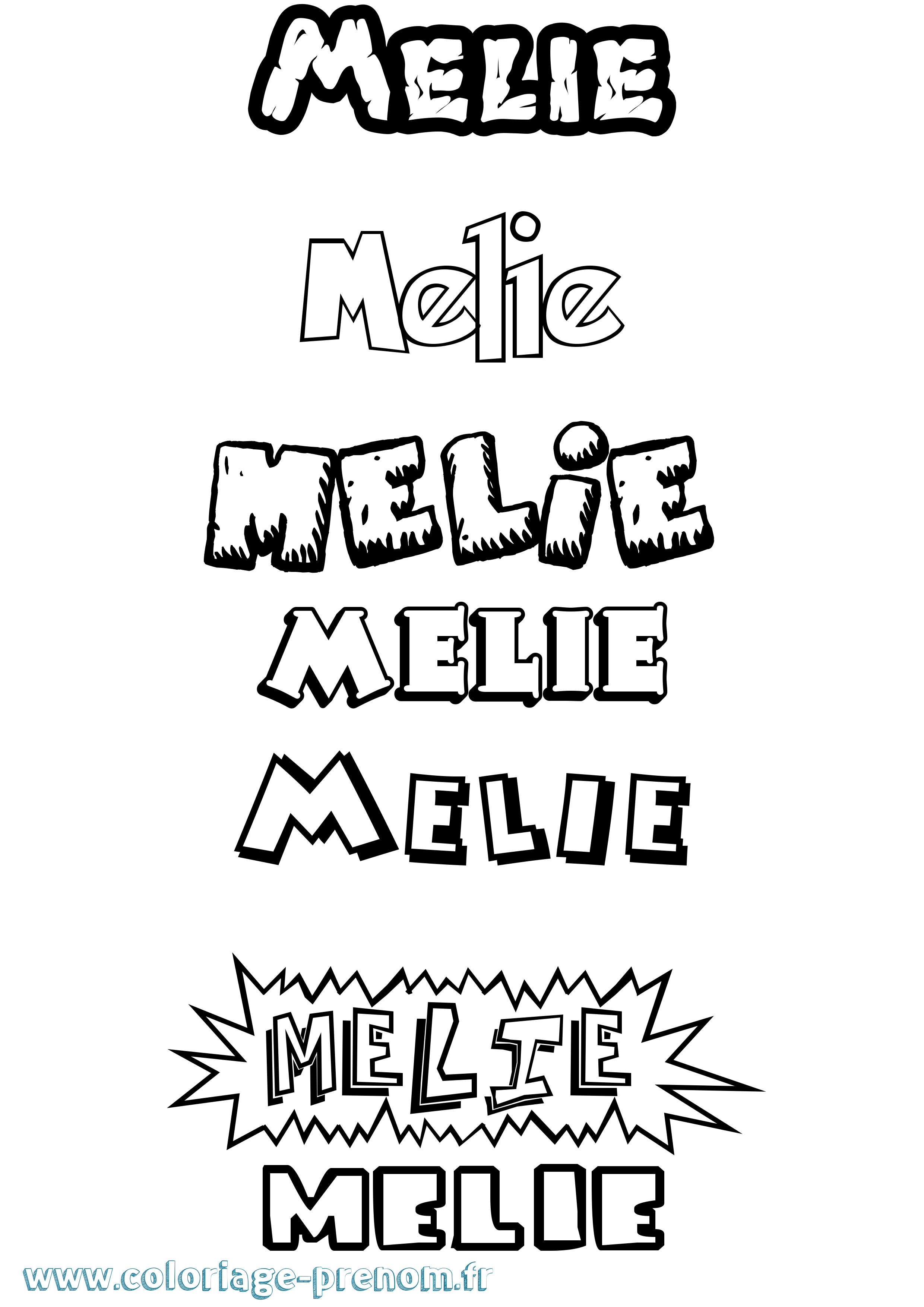 Coloriage Melie Dessin Animé Coloriage prénom Melie Dessin Animé