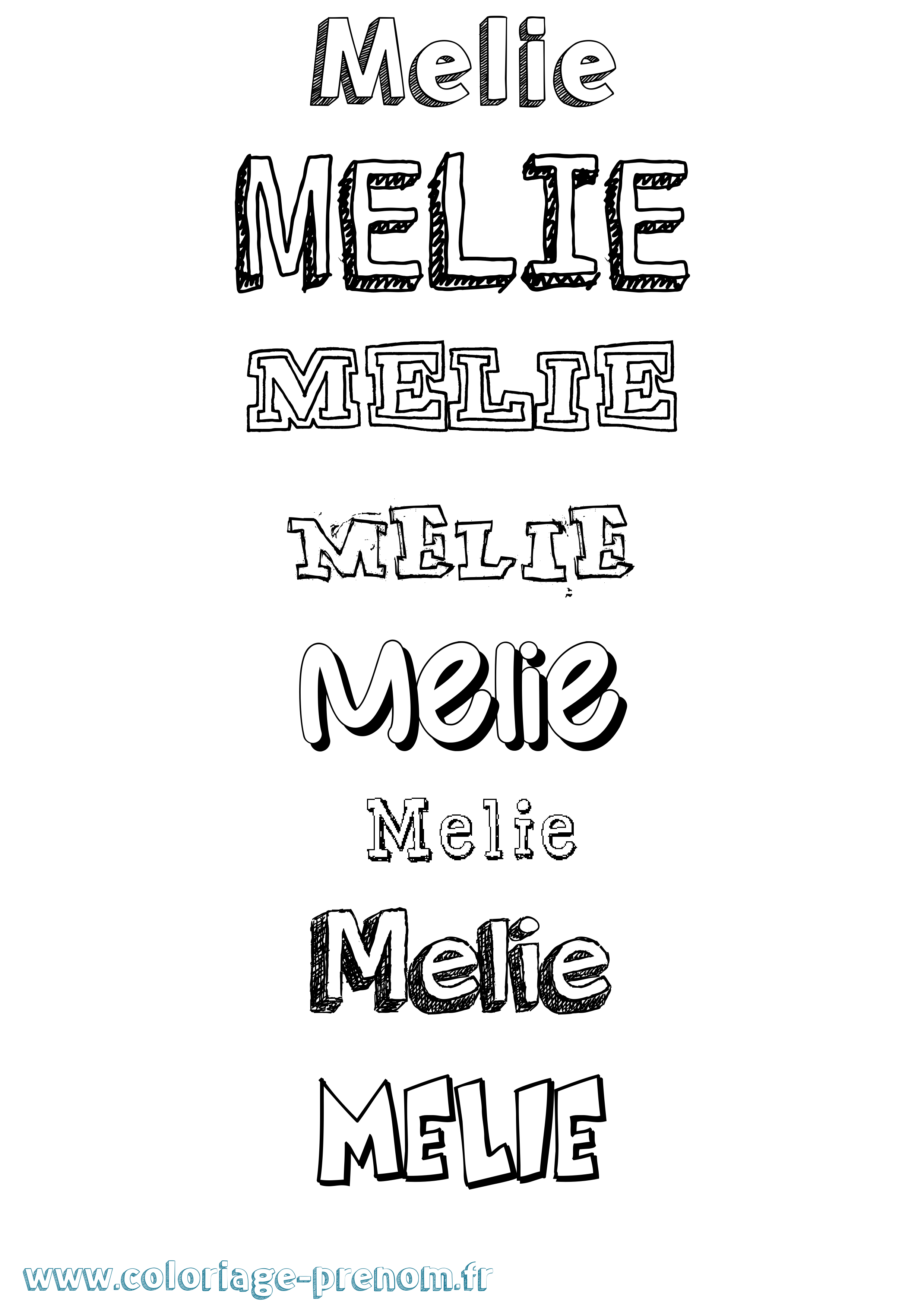 Coloriage Melie Dessiné Coloriage prénom Melie Dessiné