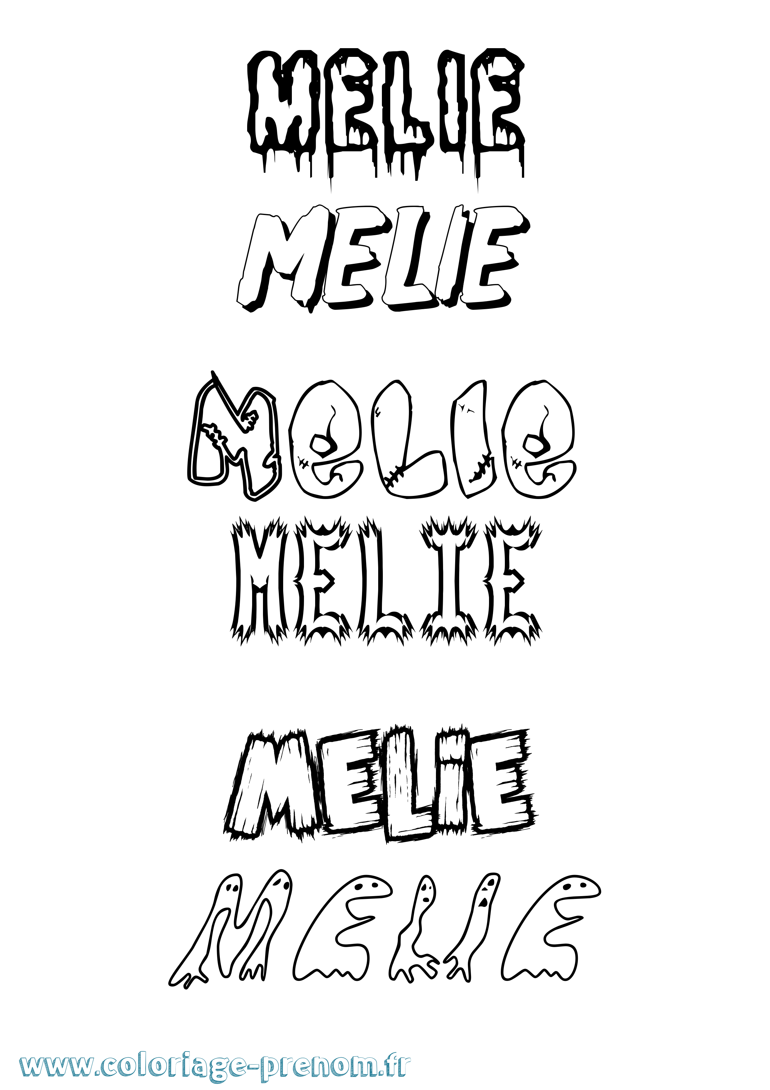 Coloriage Melie Frisson Coloriage prénom Melie Frisson