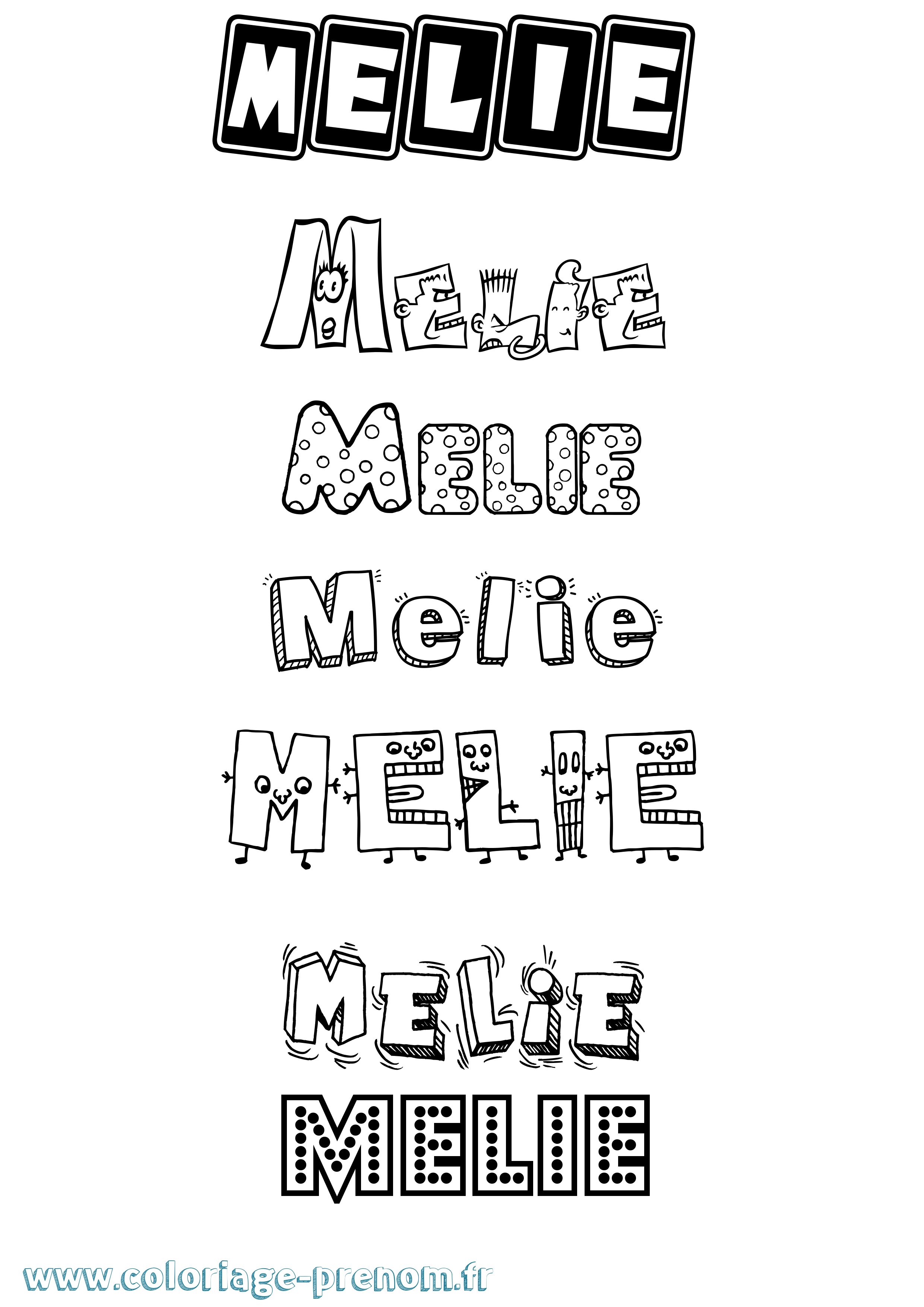 Coloriage Melie Fun Coloriage prénom Melie Fun