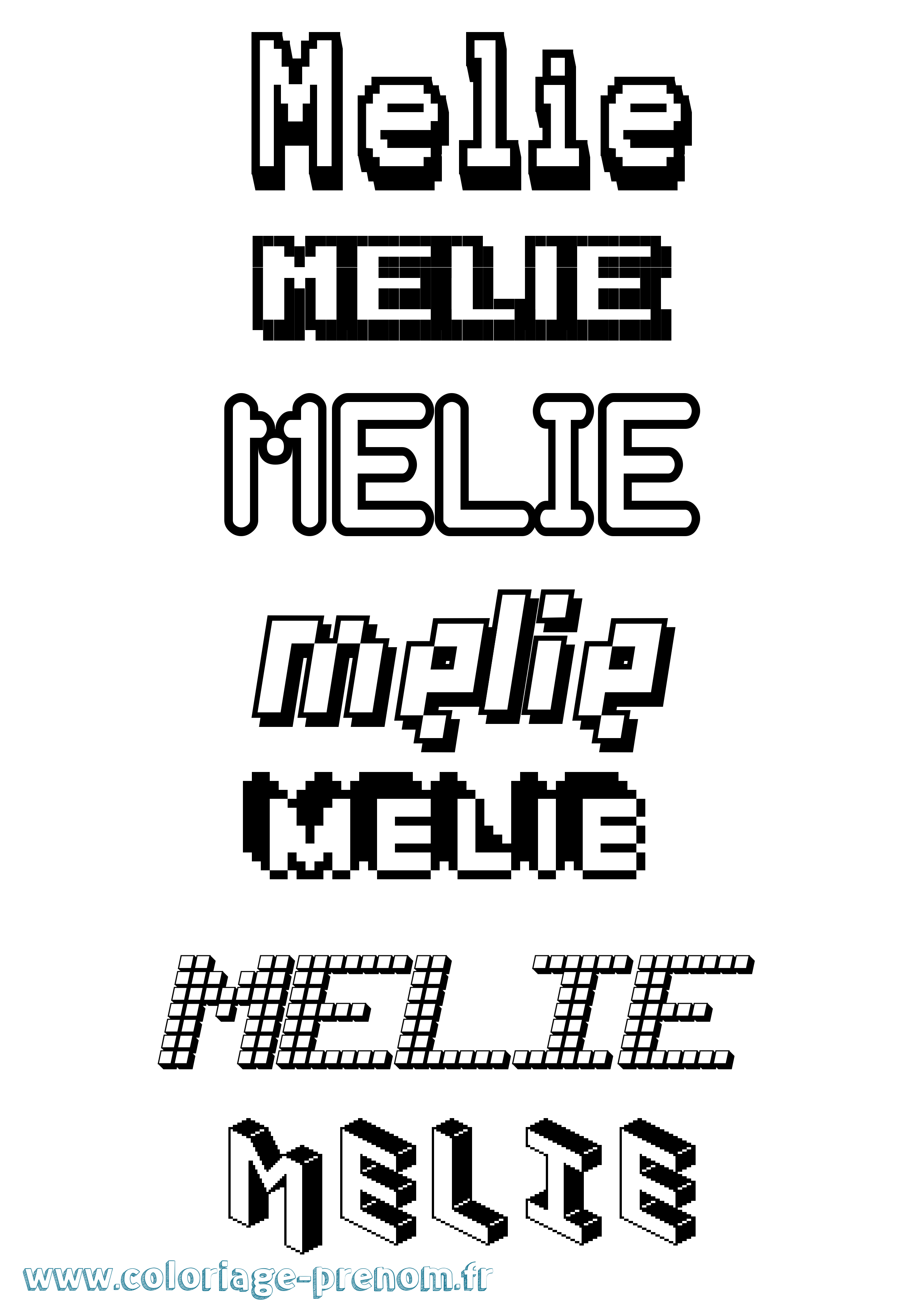 Coloriage Melie Pixel Coloriage prénom Melie Pixel