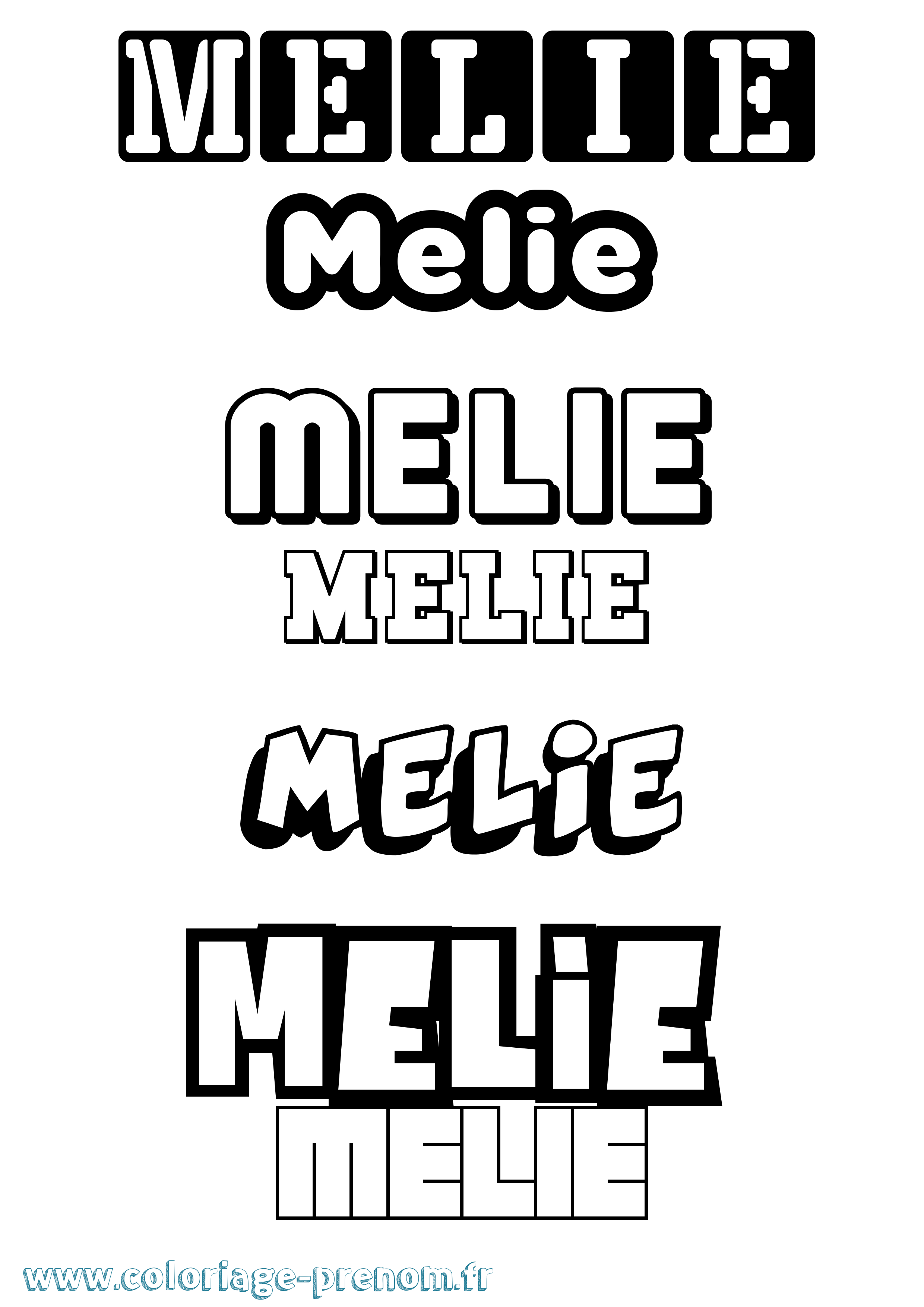 Coloriage Melie Simple Coloriage prénom Melie Simple