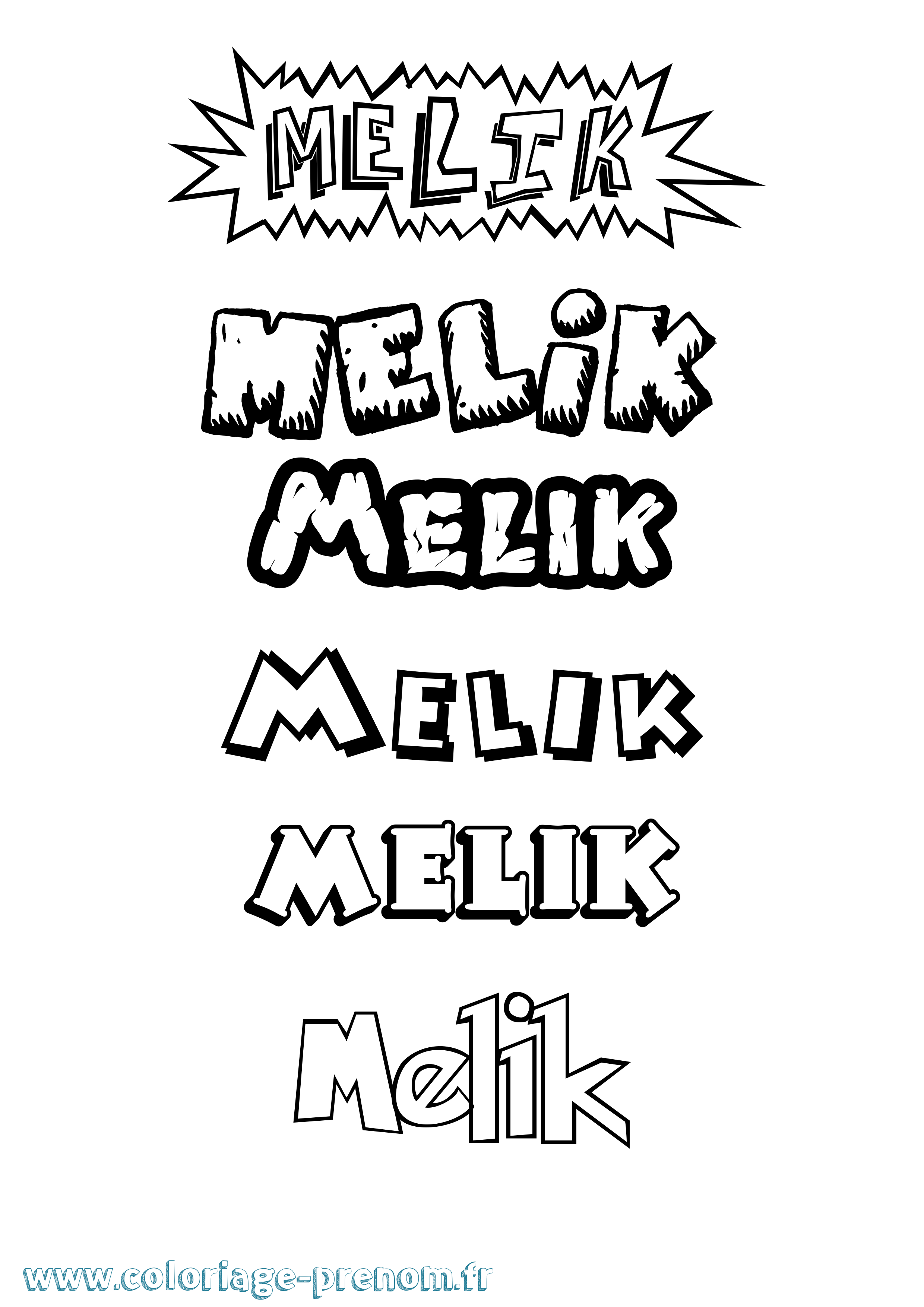 Coloriage Melik Dessin Animé Coloriage prénom Melik Dessin Animé