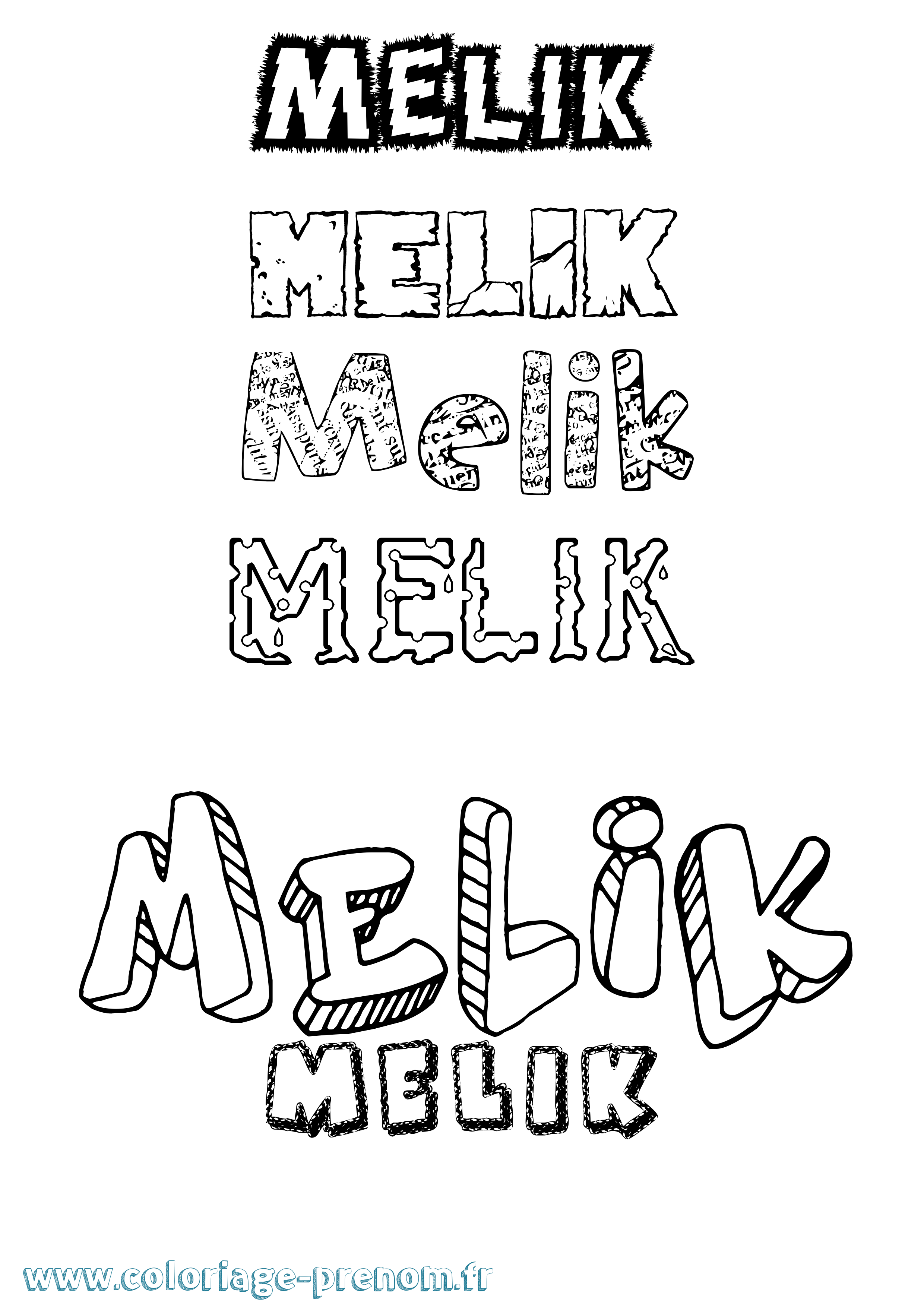 Coloriage Melik Destructuré Coloriage prénom Melik Destructuré