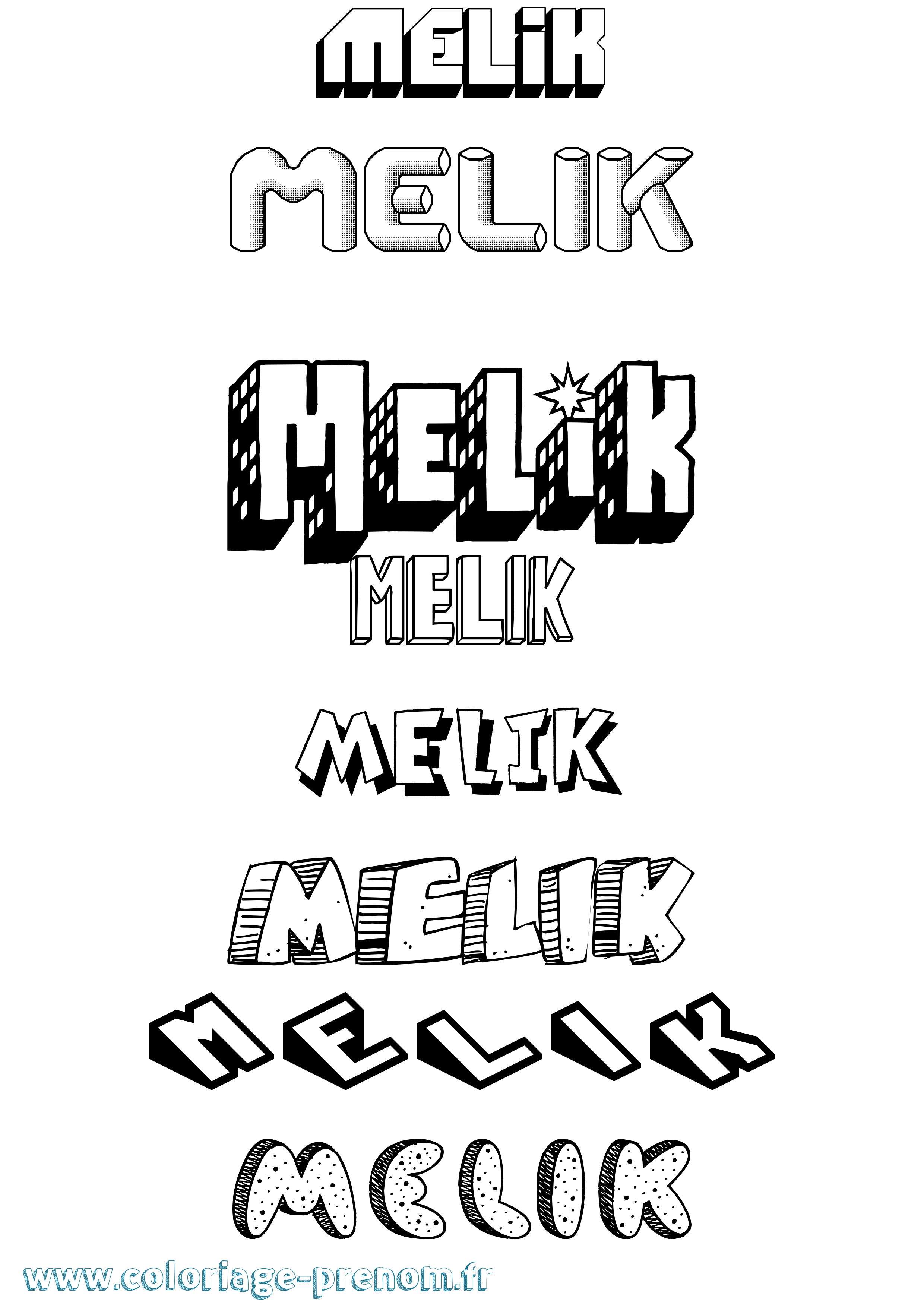 Coloriage Melik Effet 3D Coloriage prénom Melik Effet 3D