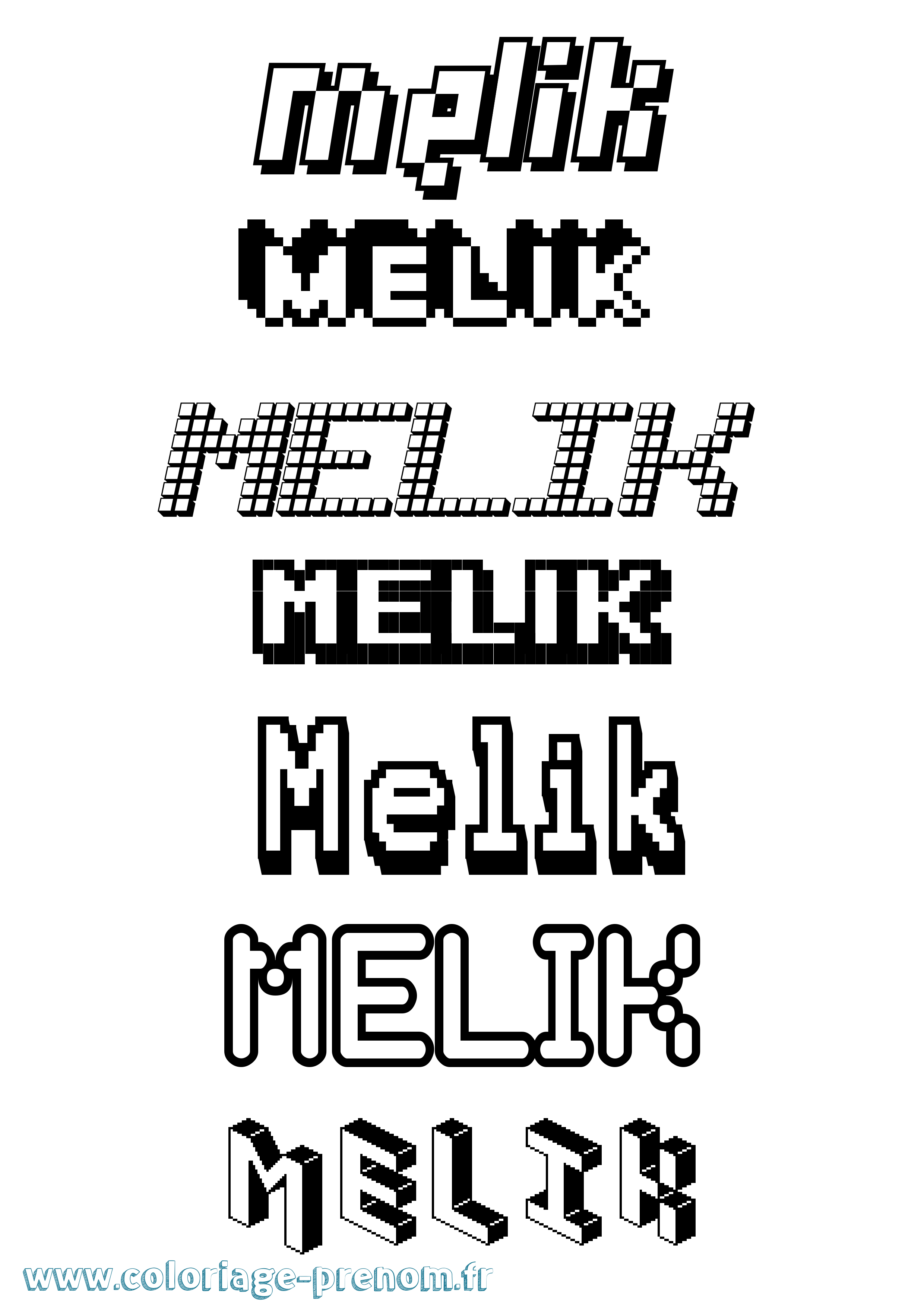 Coloriage Melik Pixel Coloriage prénom Melik Pixel