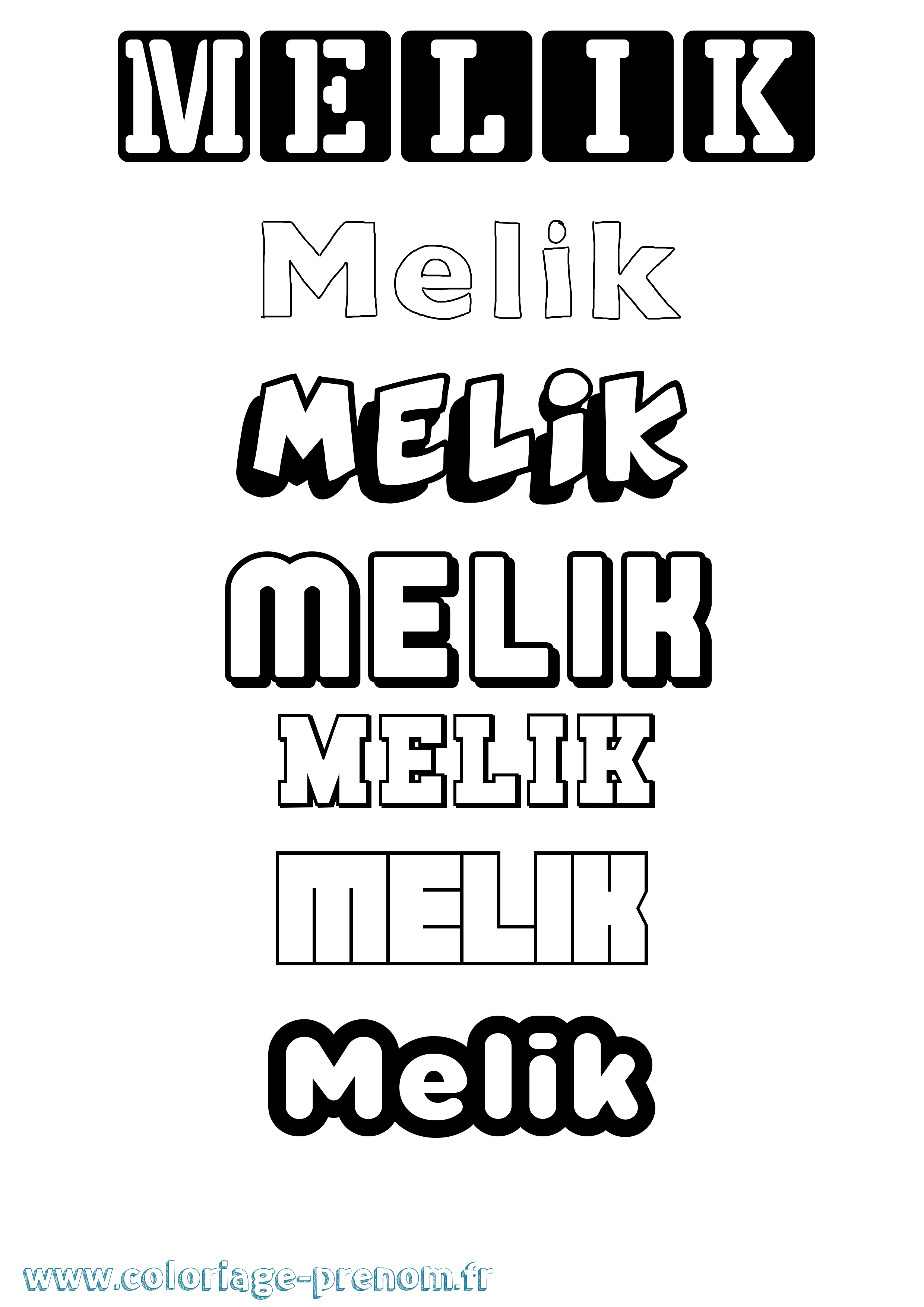 Coloriage Melik Simple Coloriage prénom Melik Simple