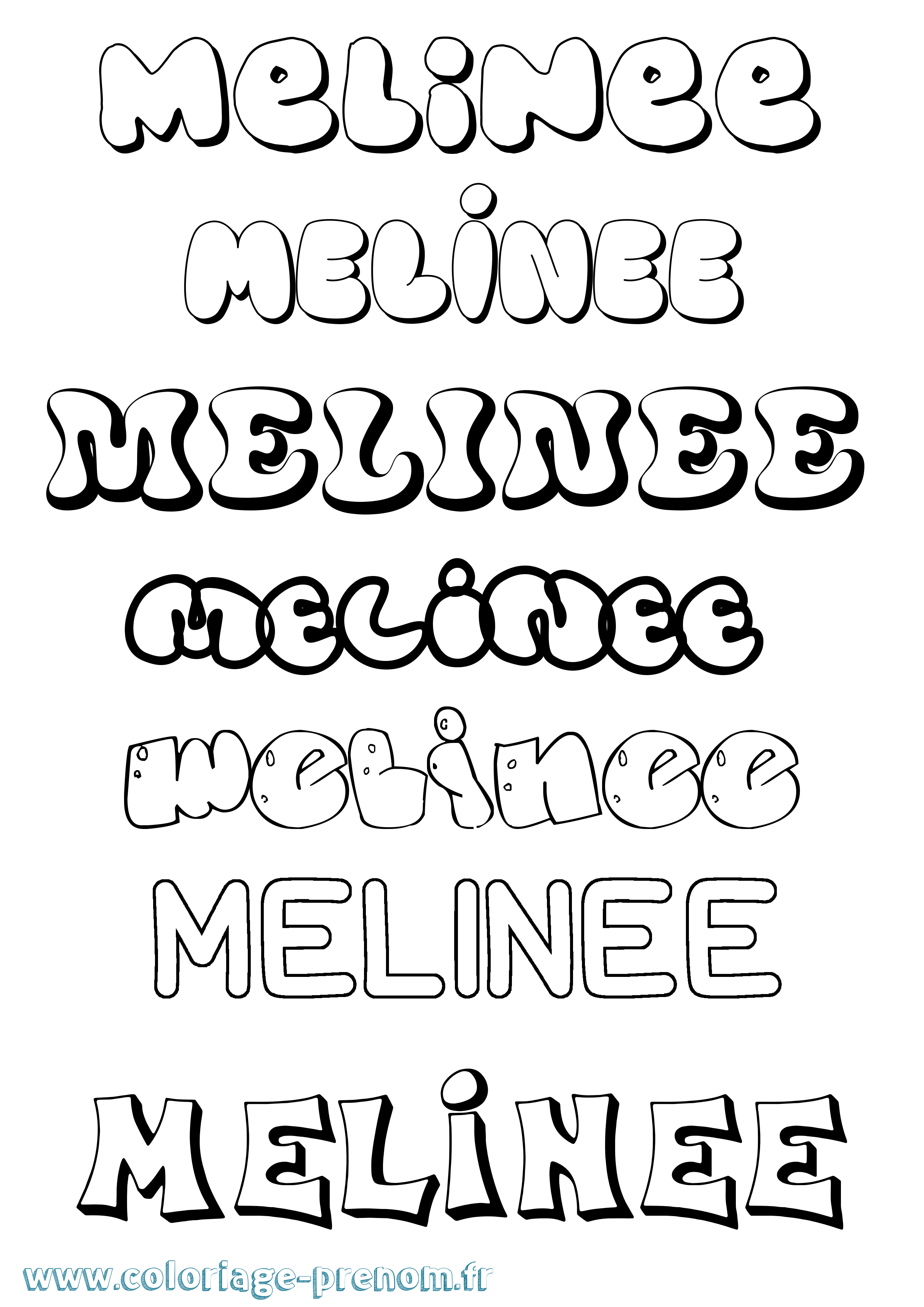 Coloriage Melinee Bubble Coloriage prénom Melinee Bubble