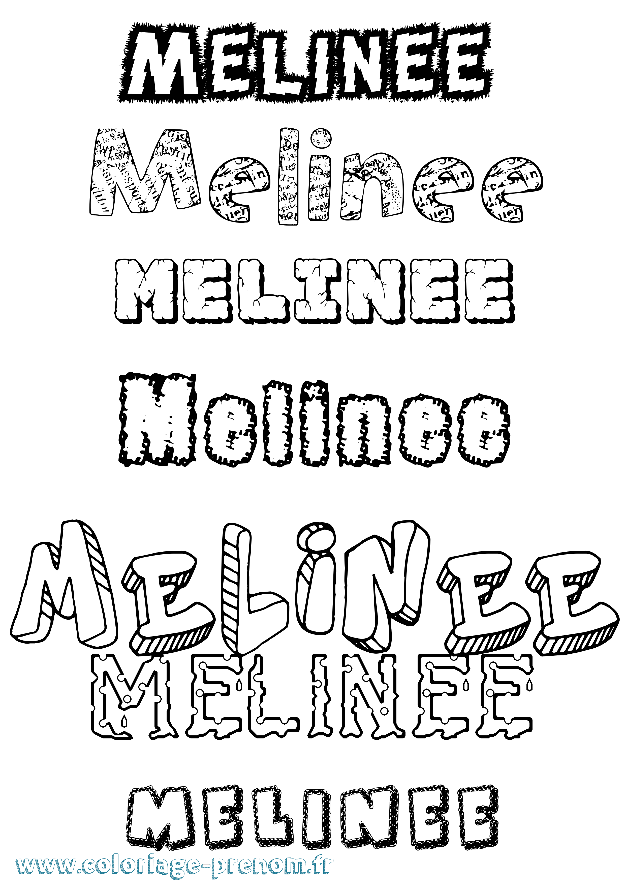 Coloriage Melinee Destructuré Coloriage prénom Melinee Destructuré