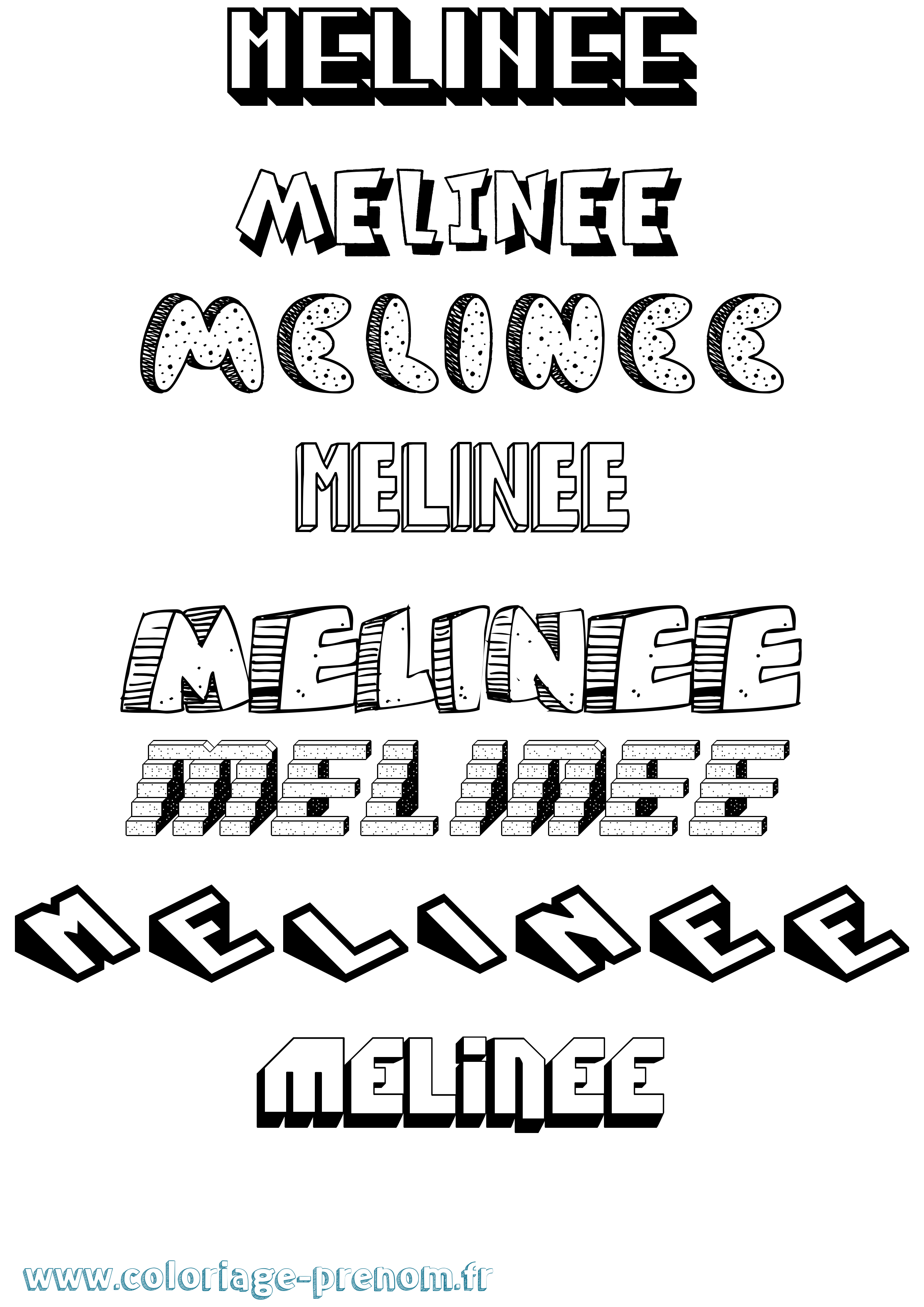 Coloriage Melinee Effet 3D Coloriage prénom Melinee Effet 3D