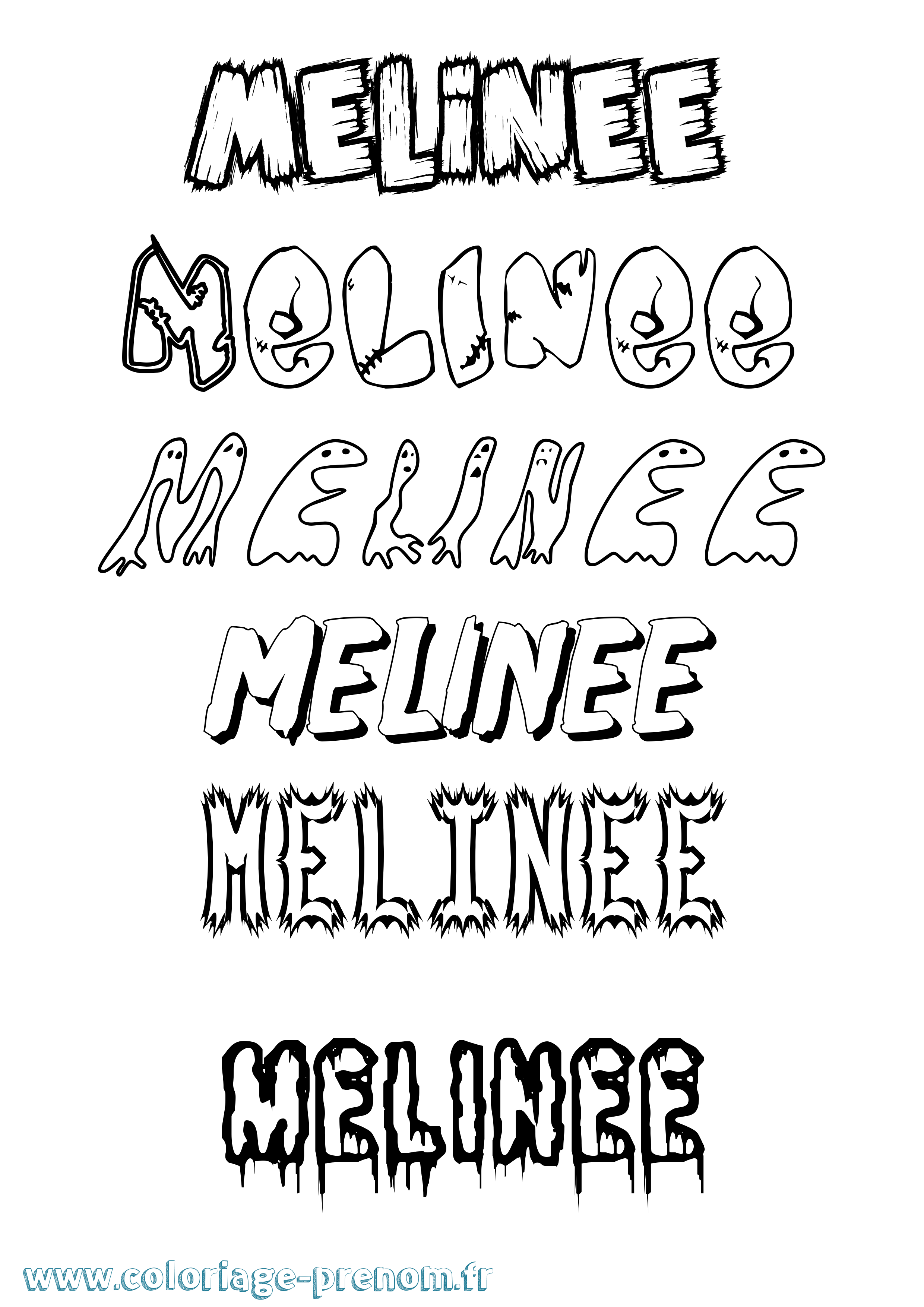 Coloriage Melinee Frisson Coloriage prénom Melinee Frisson