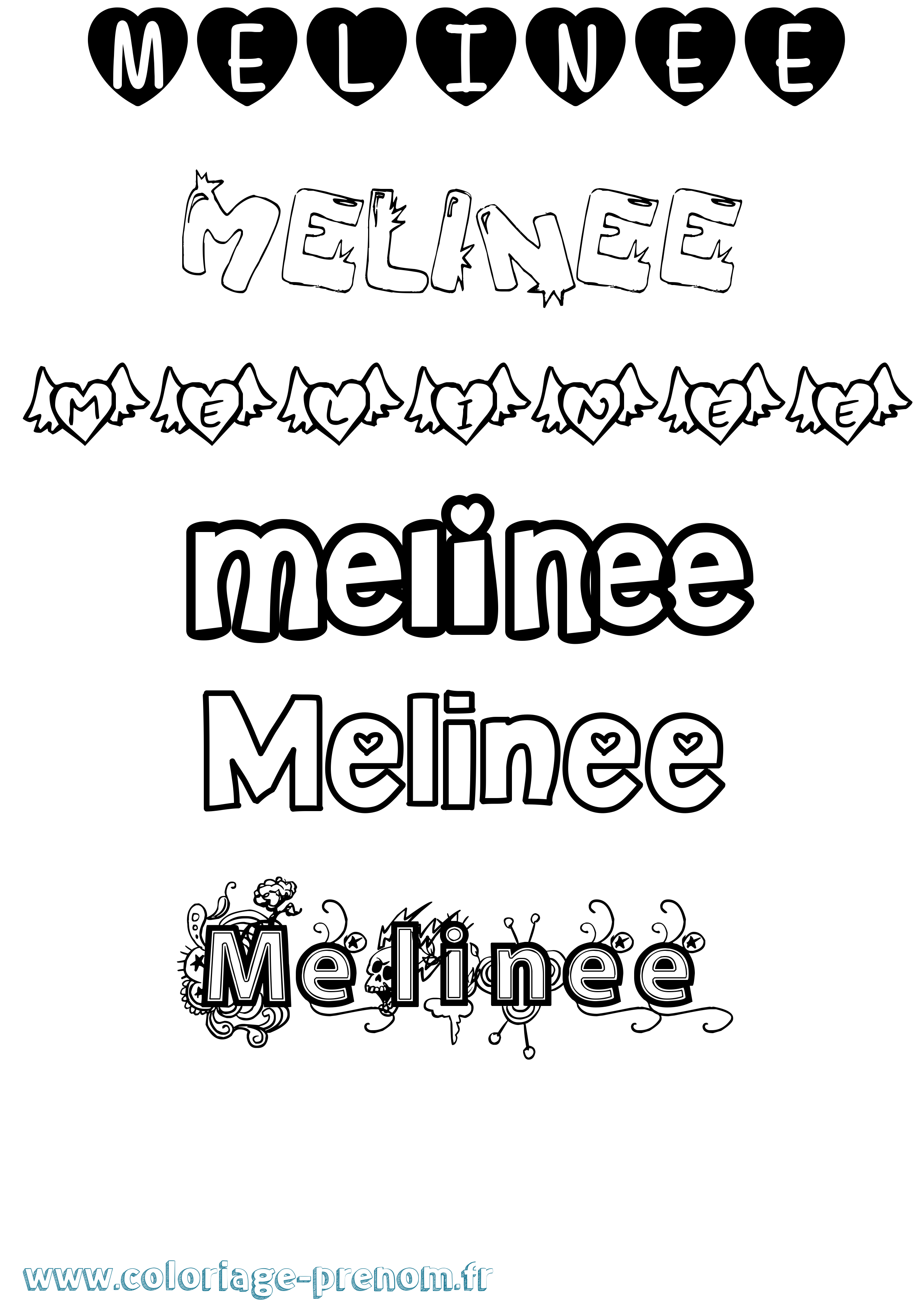 Coloriage Melinee Girly Coloriage prénom Melinee Girly