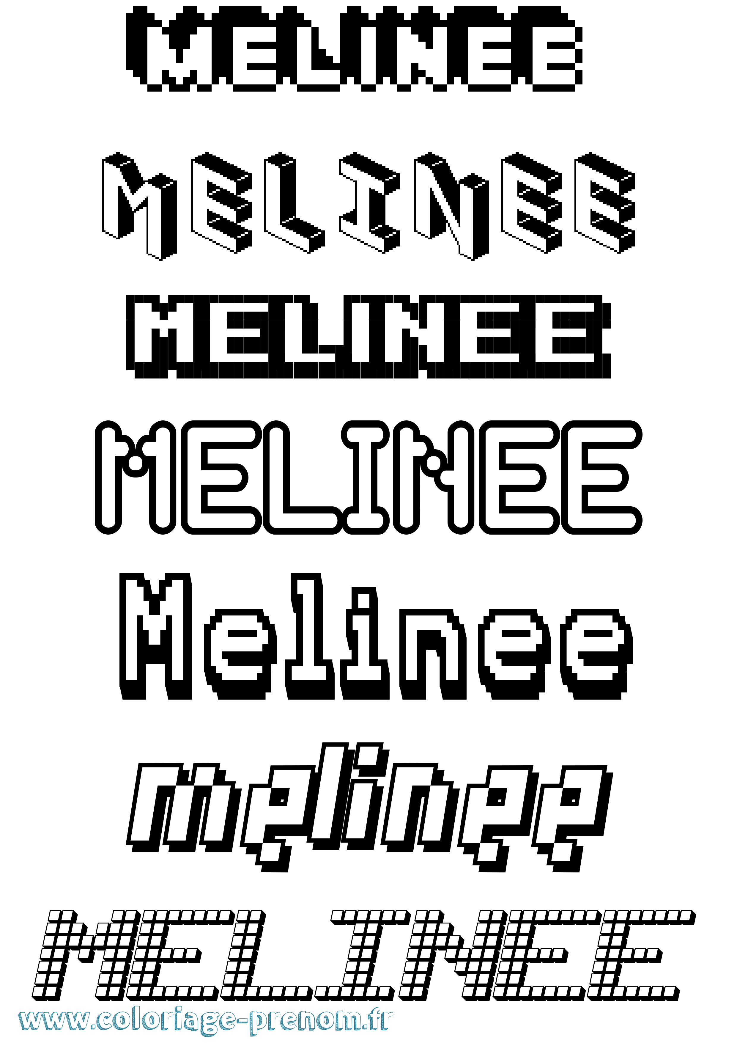 Coloriage Melinee Pixel Coloriage prénom Melinee Pixel