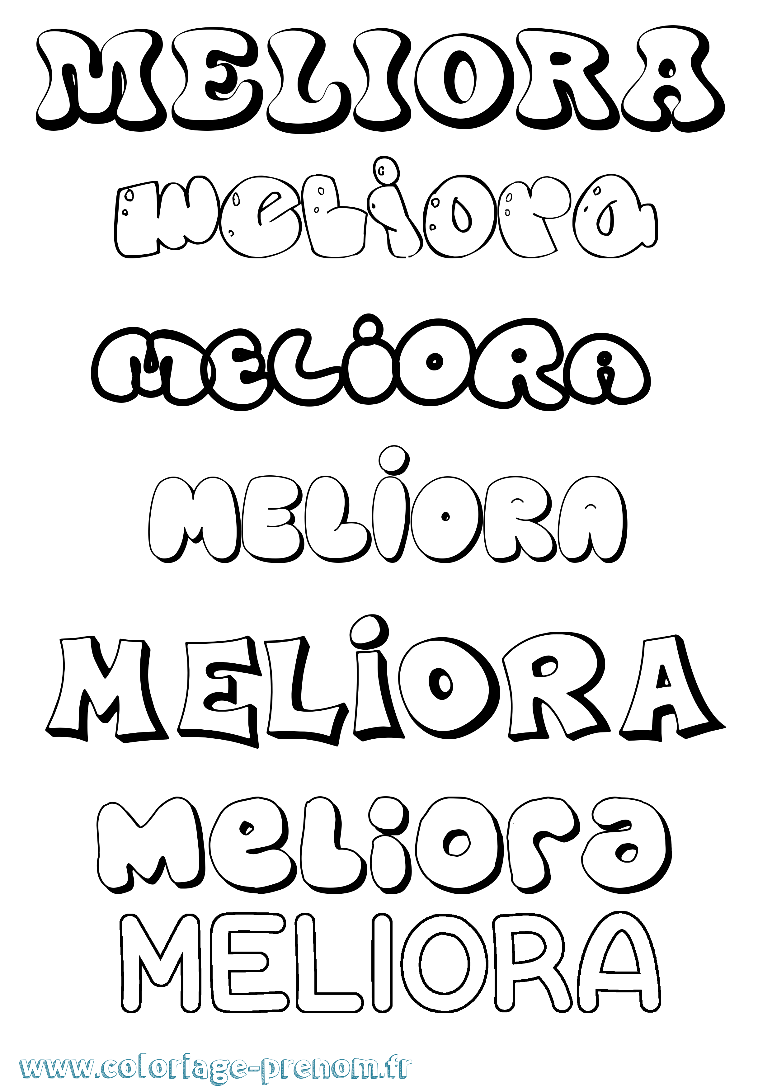 Coloriage Meliora Bubble Coloriage prénom Meliora Bubble