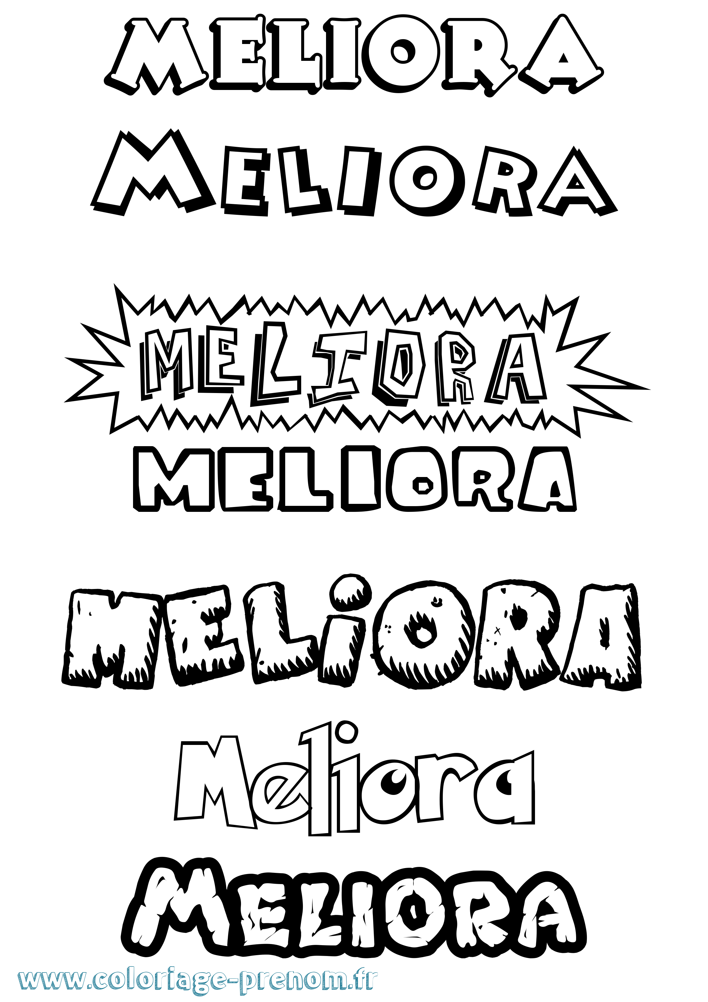 Coloriage Meliora Dessin Animé Coloriage prénom Meliora Dessin Animé