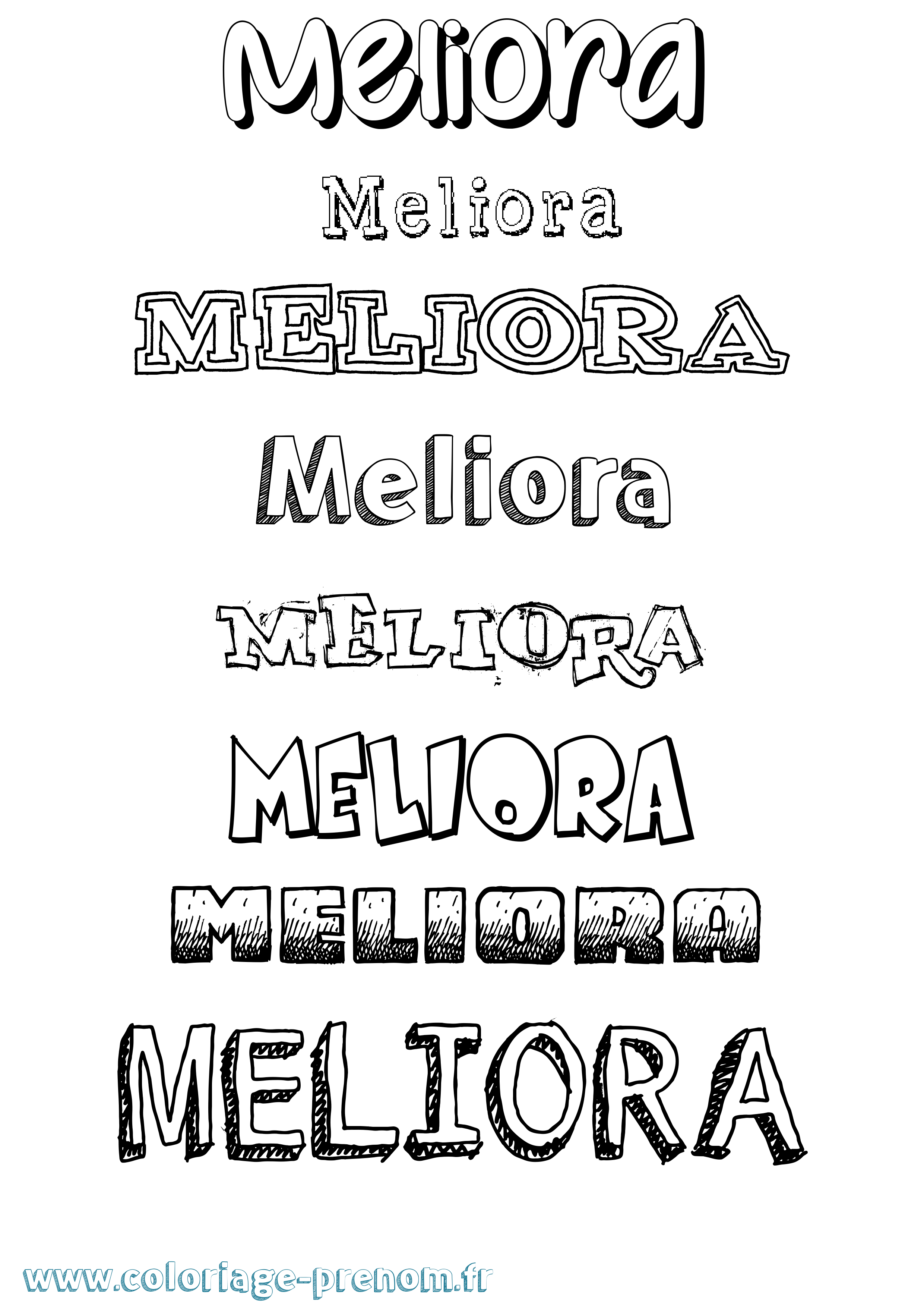 Coloriage Meliora Dessiné Coloriage prénom Meliora Dessiné