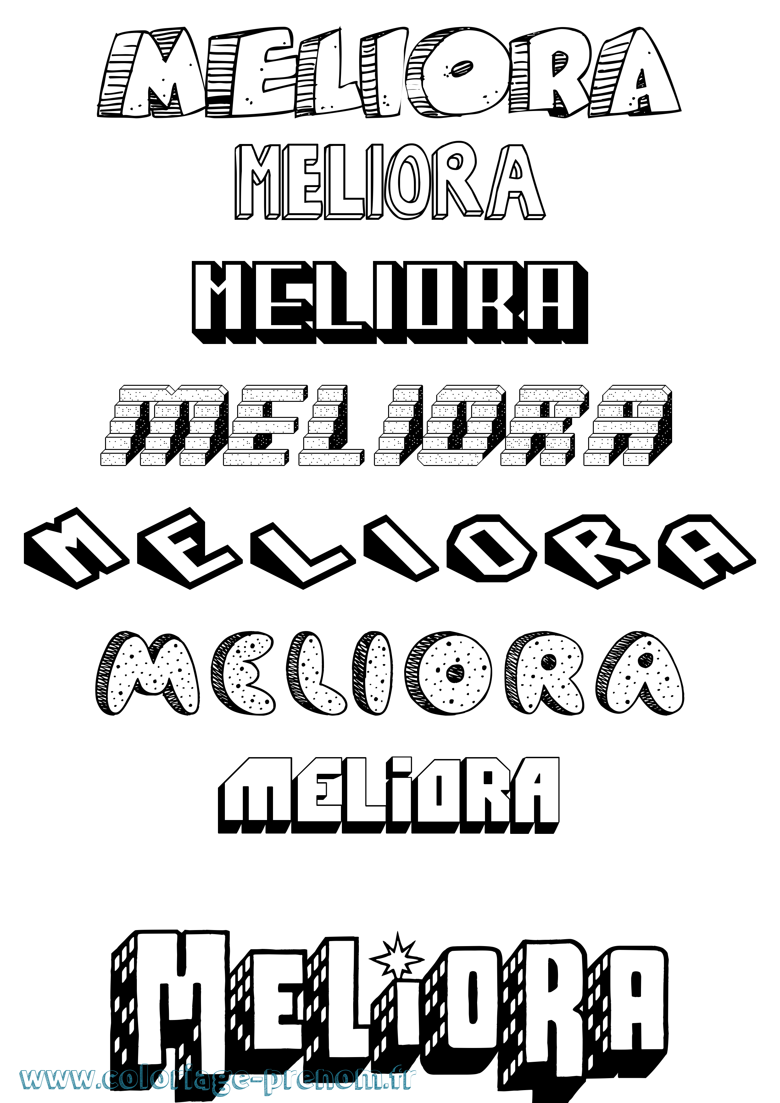 Coloriage Meliora Effet 3D Coloriage prénom Meliora Effet 3D