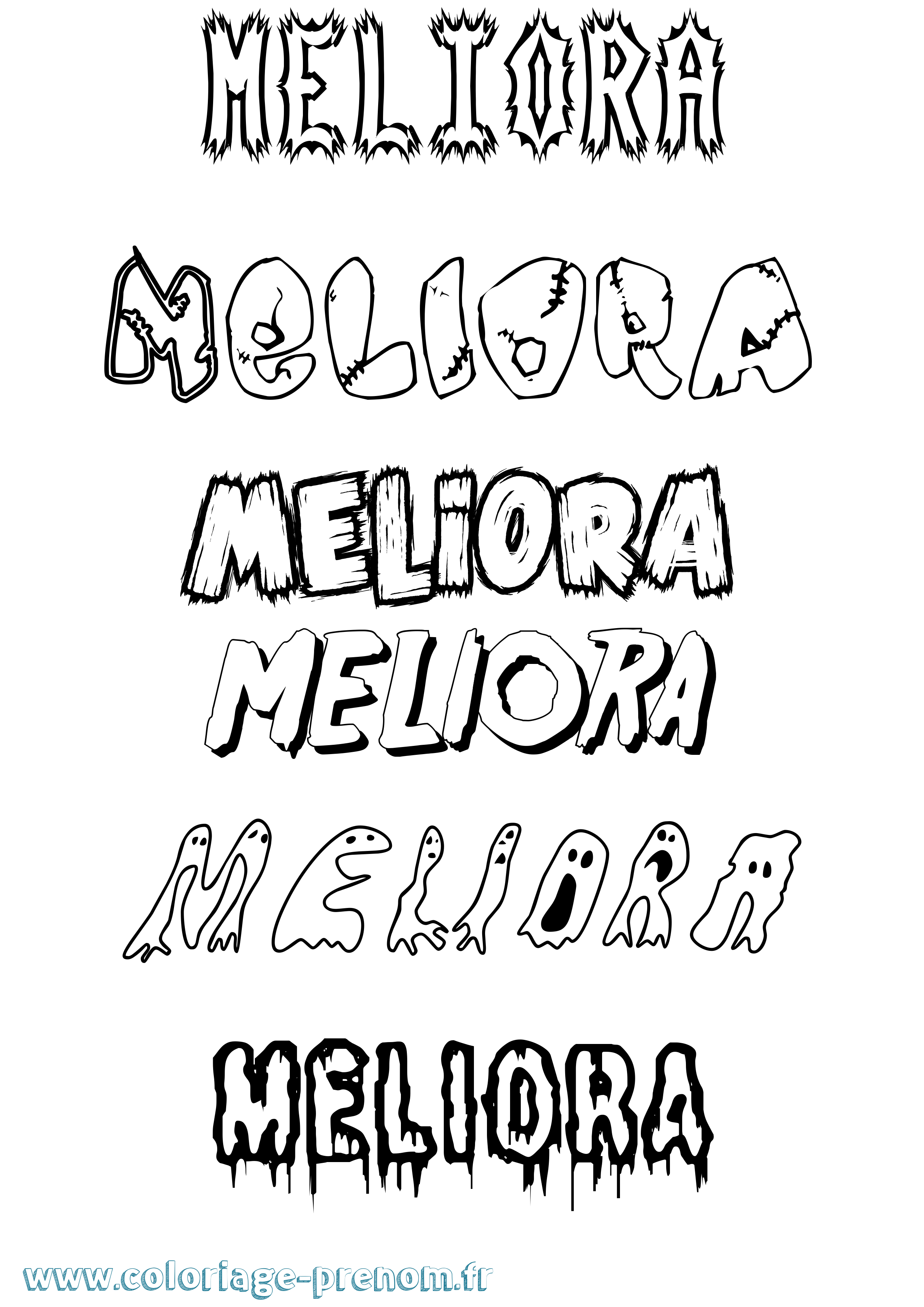 Coloriage Meliora Frisson Coloriage prénom Meliora Frisson