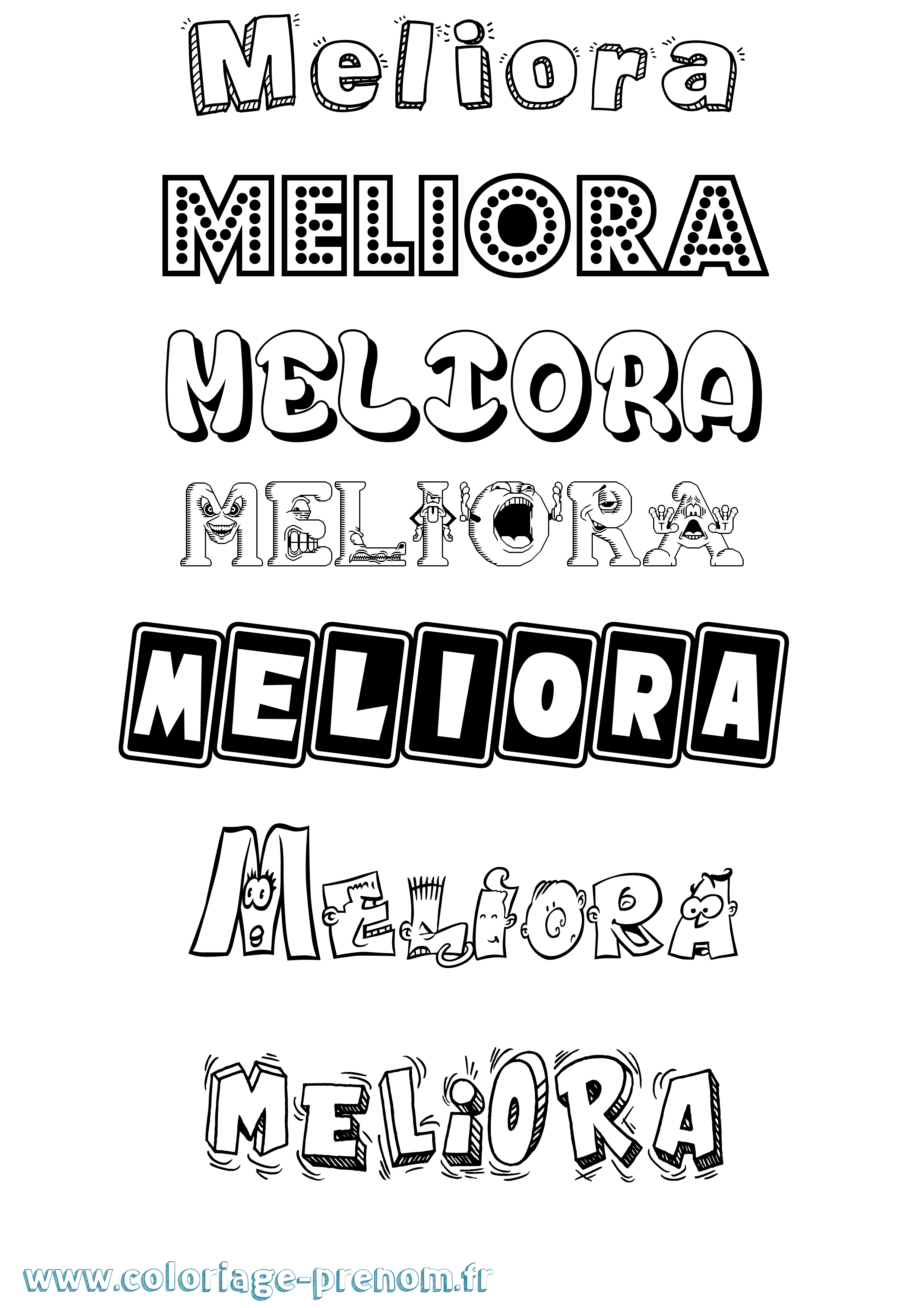 Coloriage Meliora Fun Coloriage prénom Meliora Fun