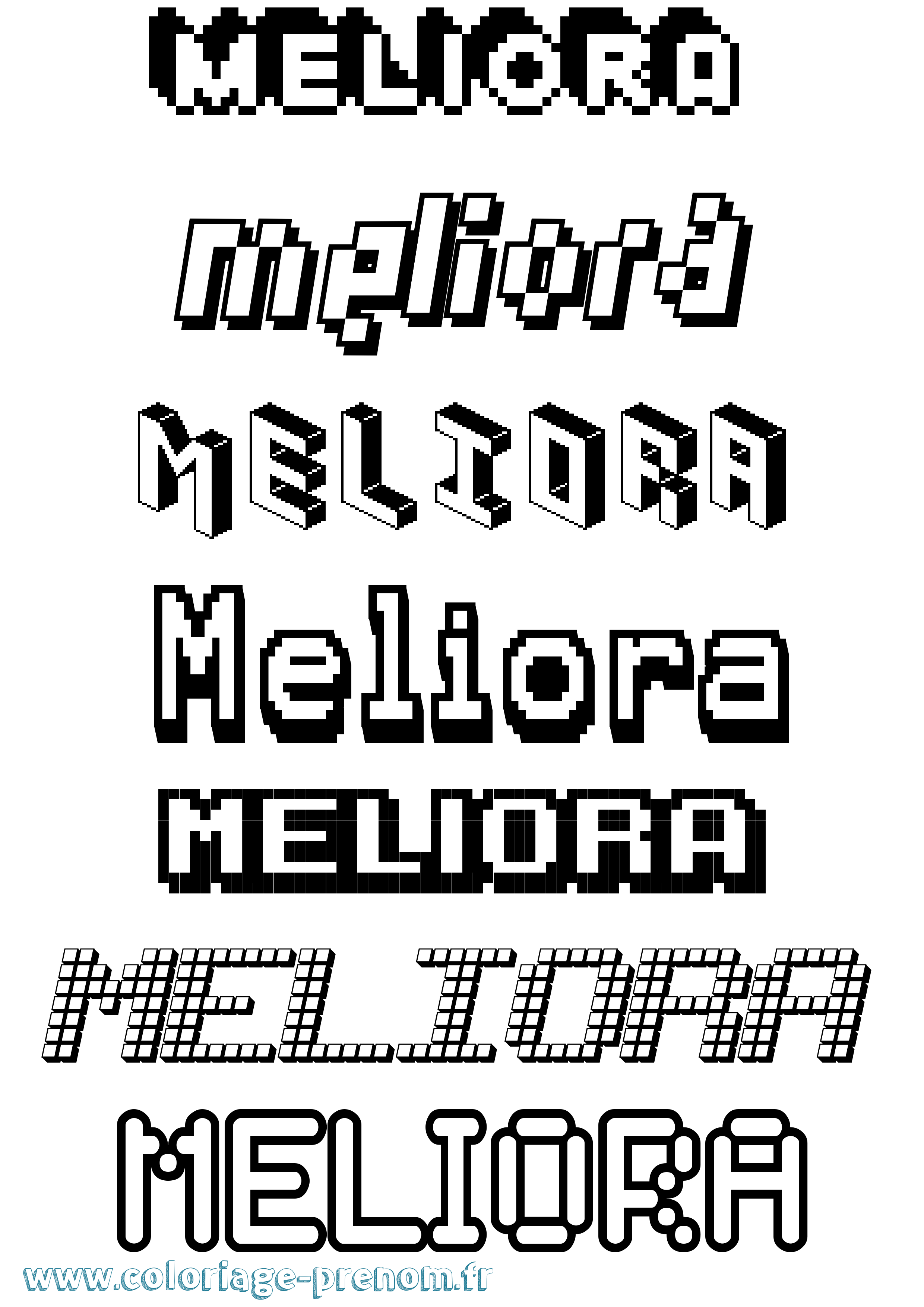 Coloriage Meliora Pixel Coloriage prénom Meliora Pixel