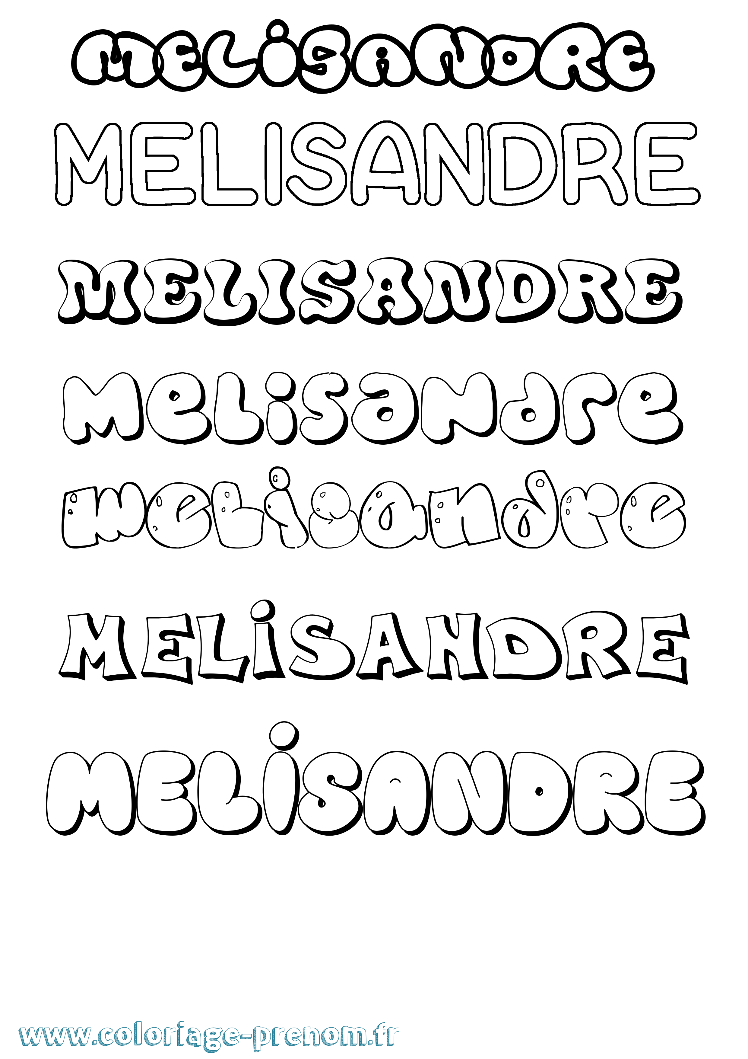Coloriage Melisandre Bubble Coloriage prénom Melisandre Bubble