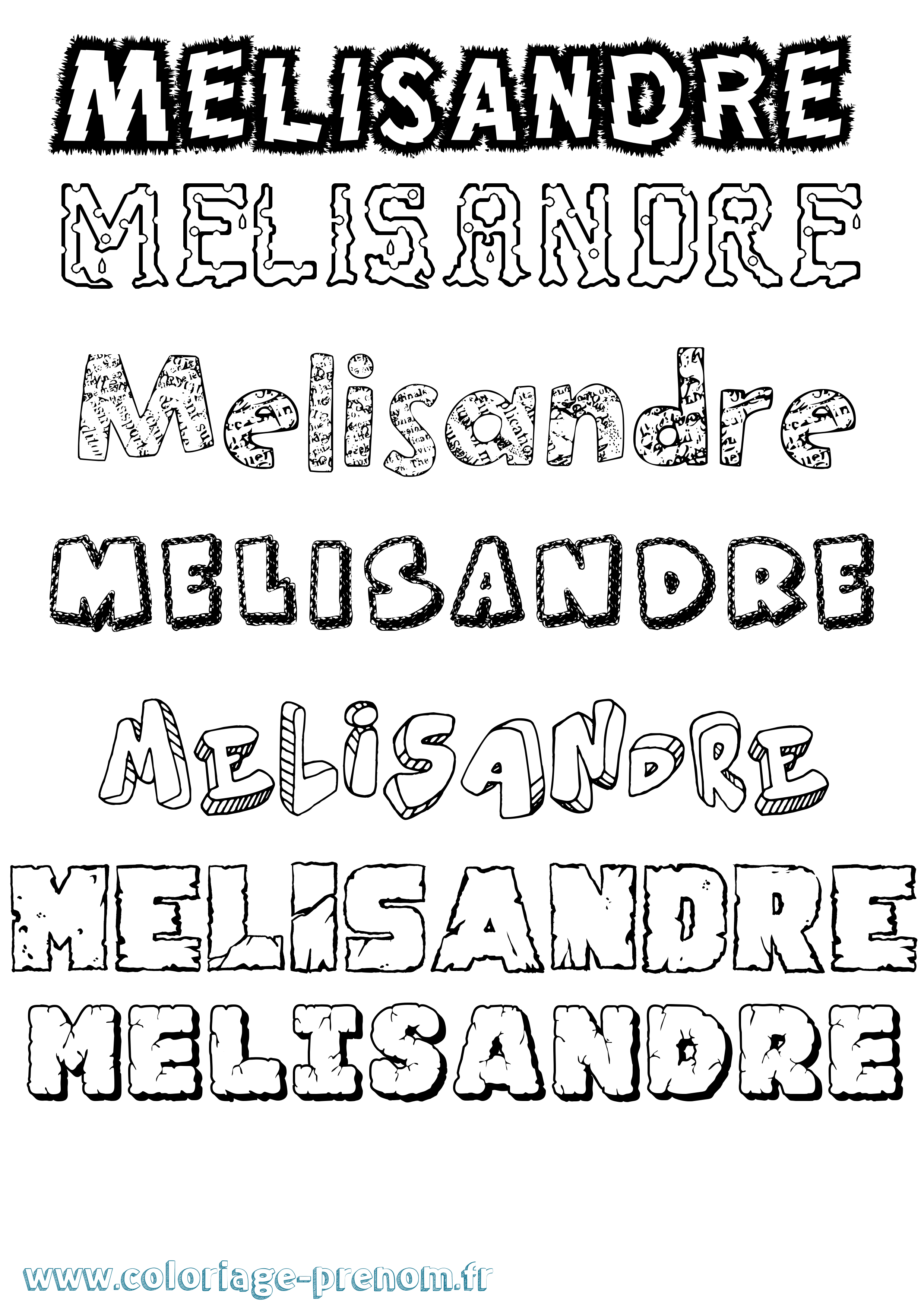Coloriage Melisandre Destructuré Coloriage prénom Melisandre Destructuré