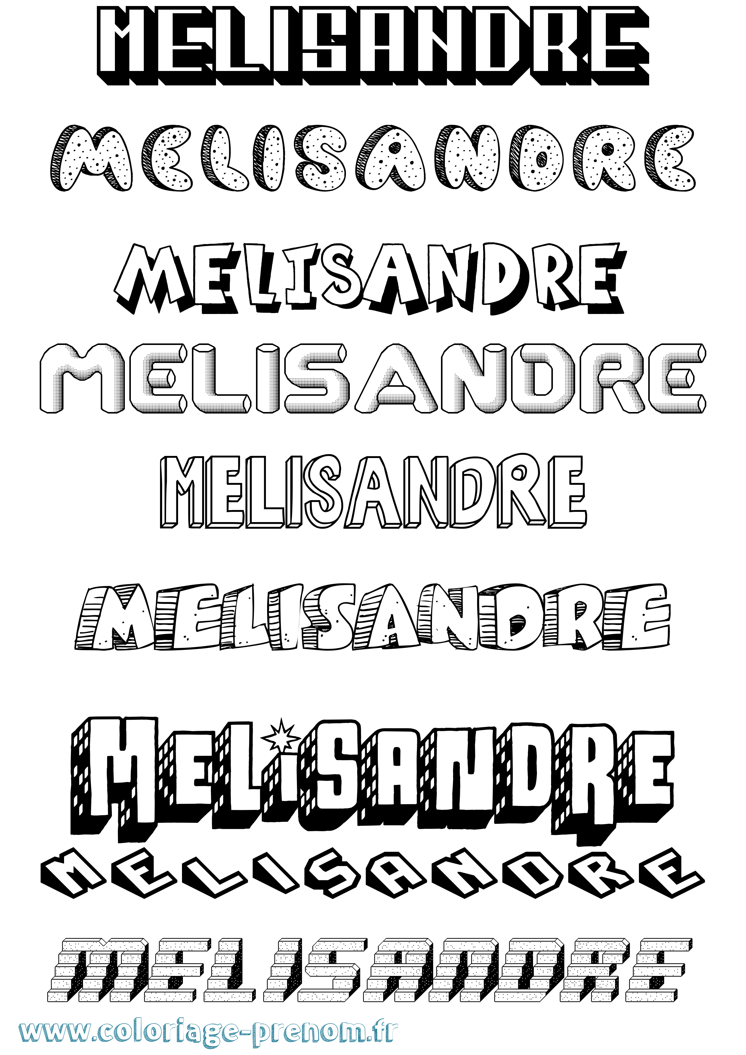 Coloriage Melisandre Effet 3D Coloriage prénom Melisandre Effet 3D