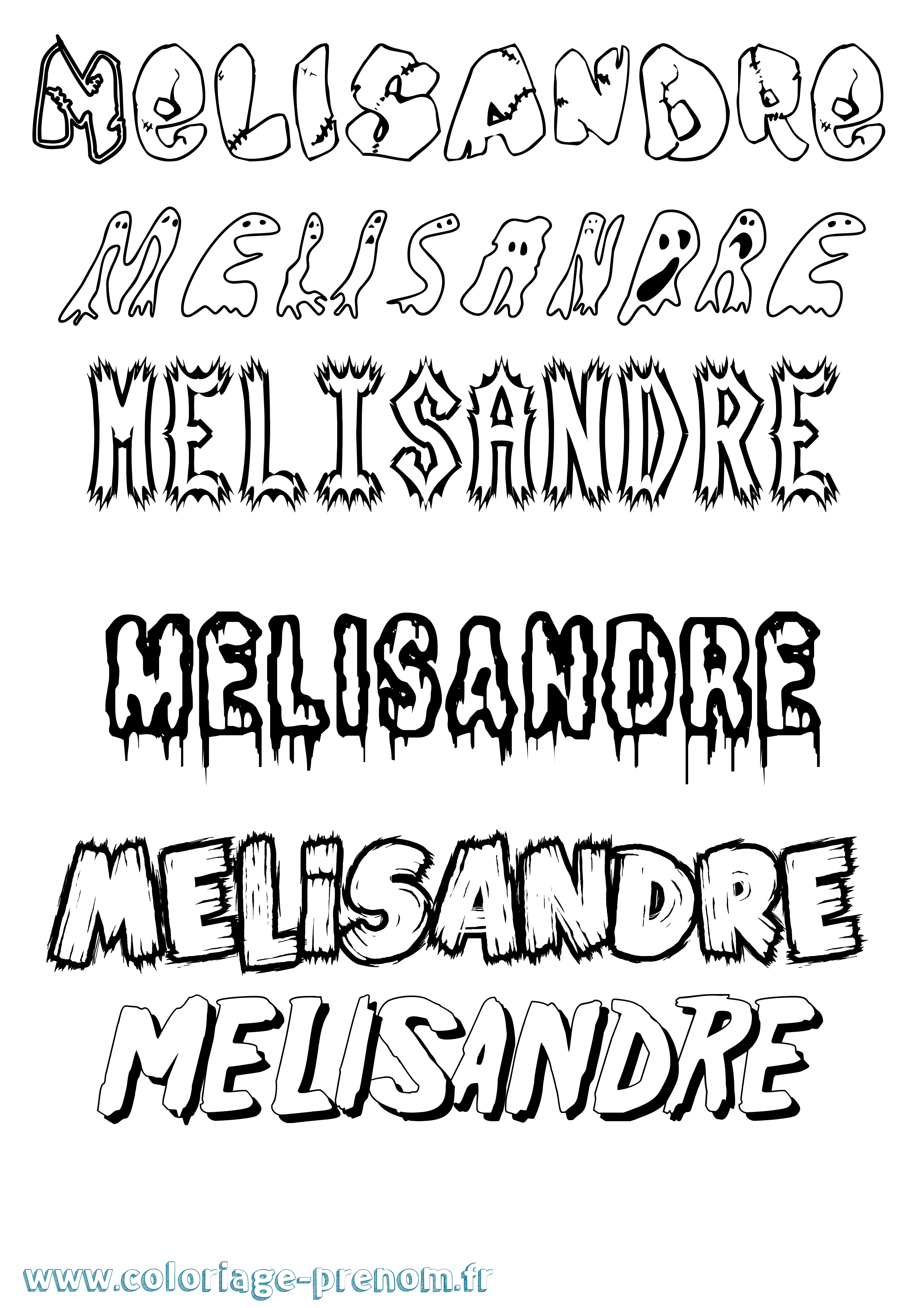 Coloriage Melisandre Frisson Coloriage prénom Melisandre Frisson